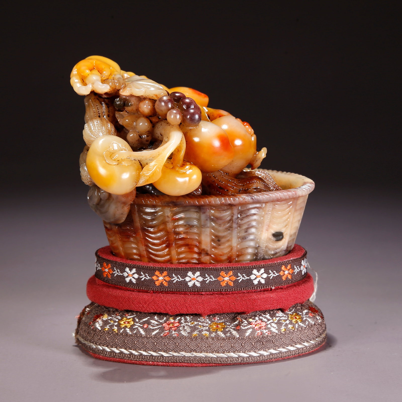 A SHOUSHAN STONE CARVING IN MELON AND FRUIT FORM: Shoushan Stone Carving in Melon and Fruit Form