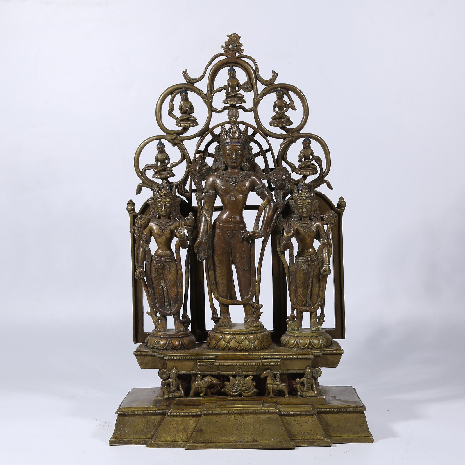 A ALLOY BRONZE LOTUS-HAND AVALOKITESHVARA STATUE: Alloy Bronze Lotus-Hand Avalokiteshvara Statue