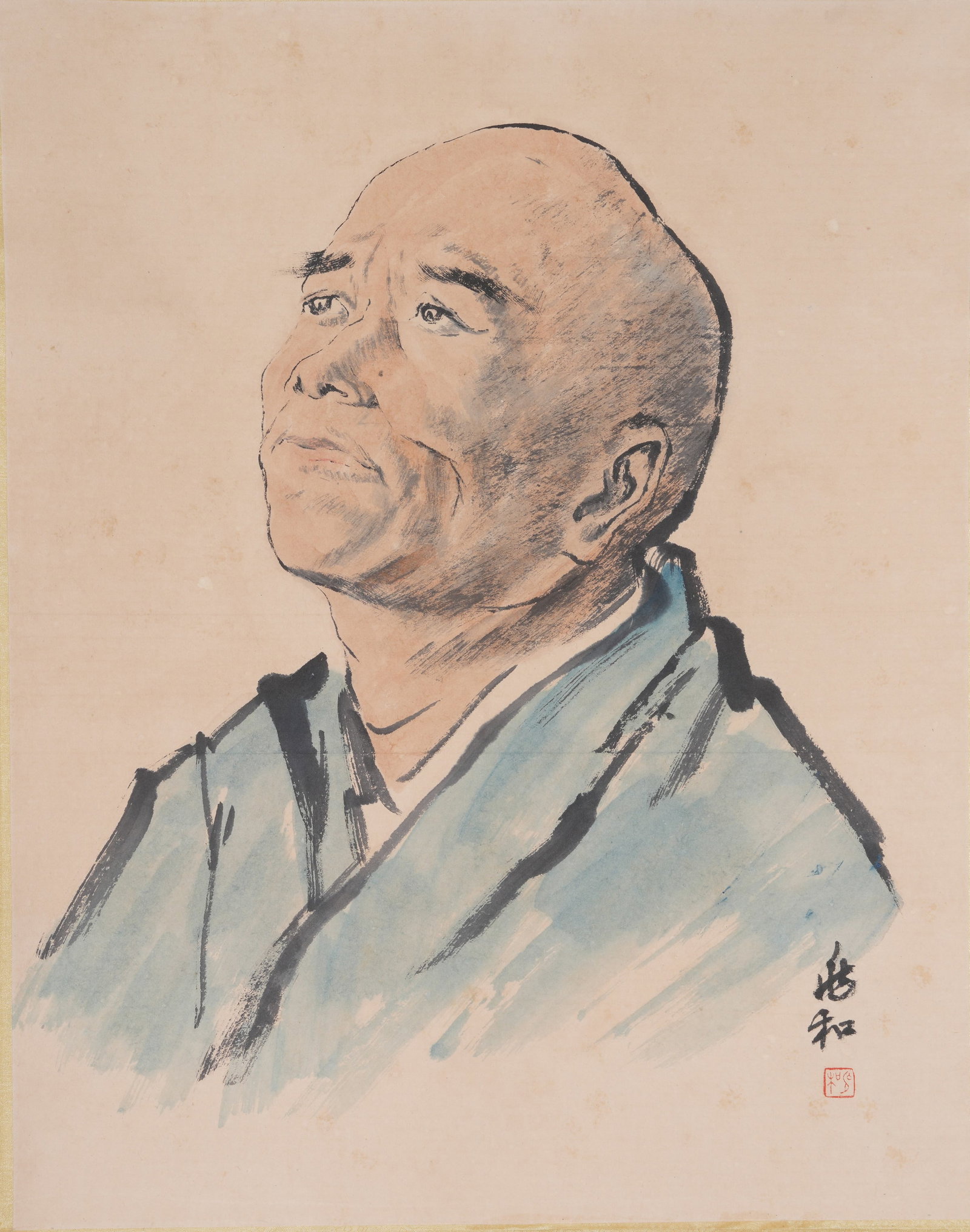 A FIGURE PAINTING ON PAPER BY JIANG ZHAOHE.蔣兆和: Figure Painting on Paper by Jiang Zhaohe.蔣兆和