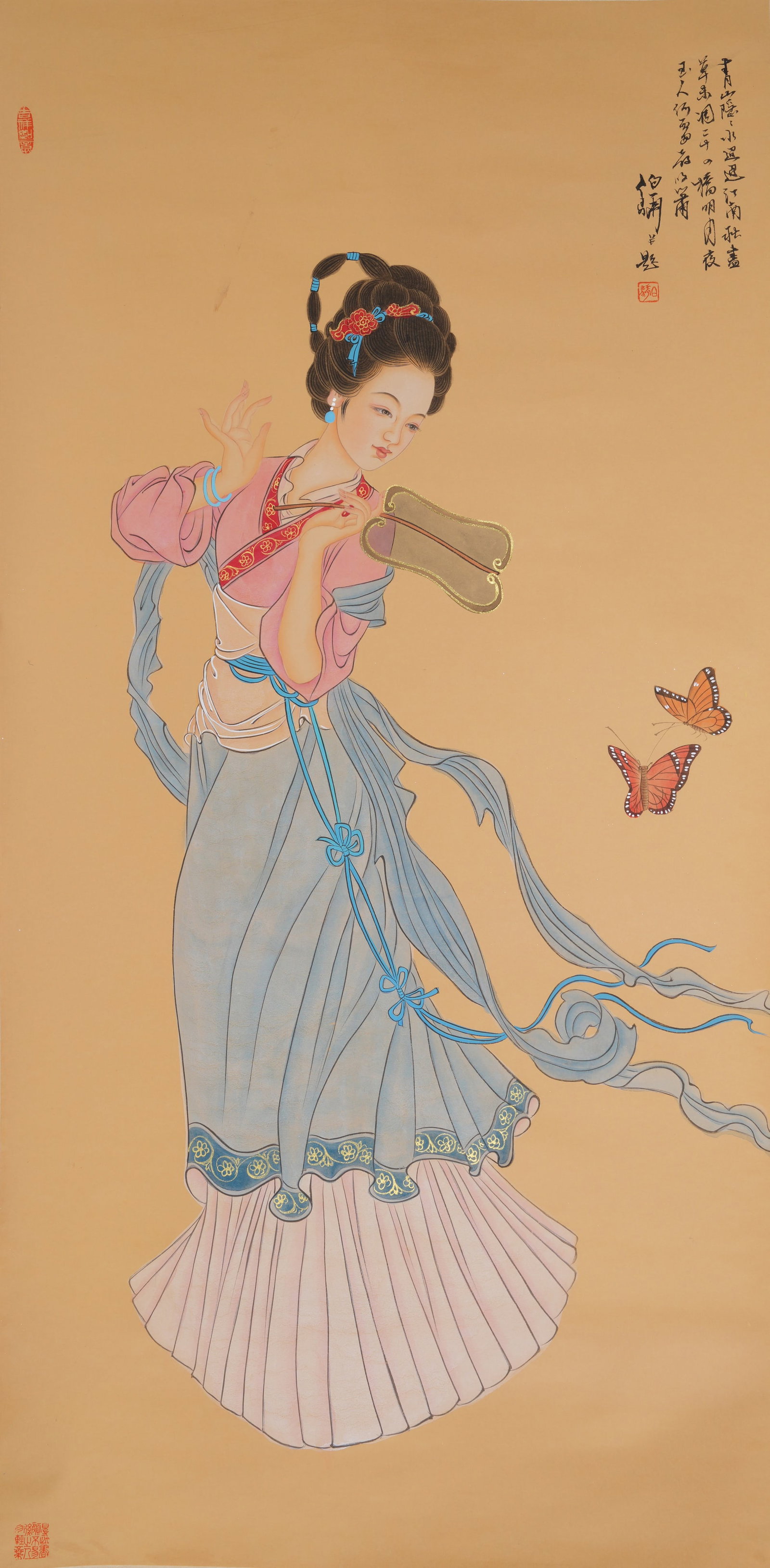 A BEAUTY FIGURE PAINTING ON PAPER BY BAI BOHUA.白伯驊: Beauty Figure Painting on Paper by Bai Bohua.白伯驊