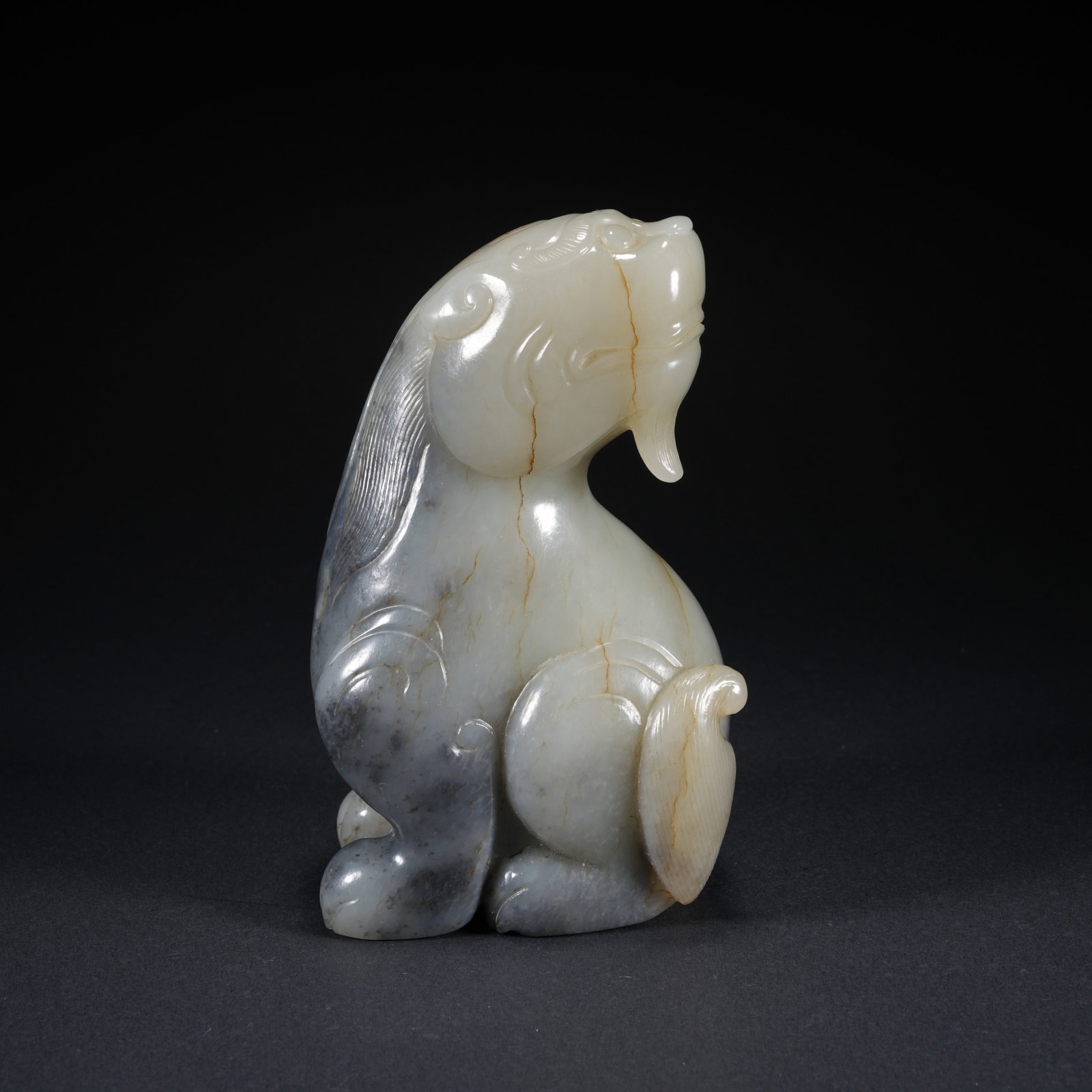 A HETIAN JADE CARVED ANIMAL-FORM FIGURE: Hetian Jade Carved Animal-Form Figure