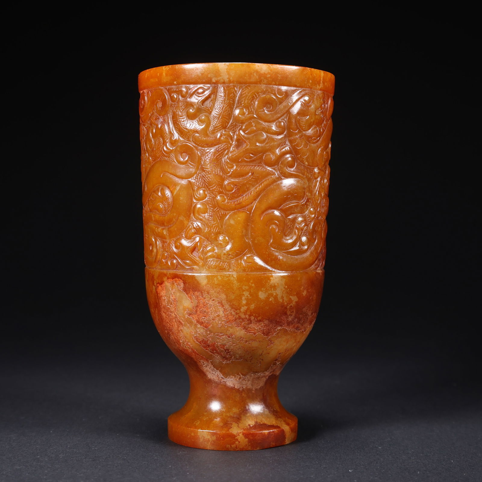 A HETIAN JADE DRAGON-PATTERNED CUP - 4