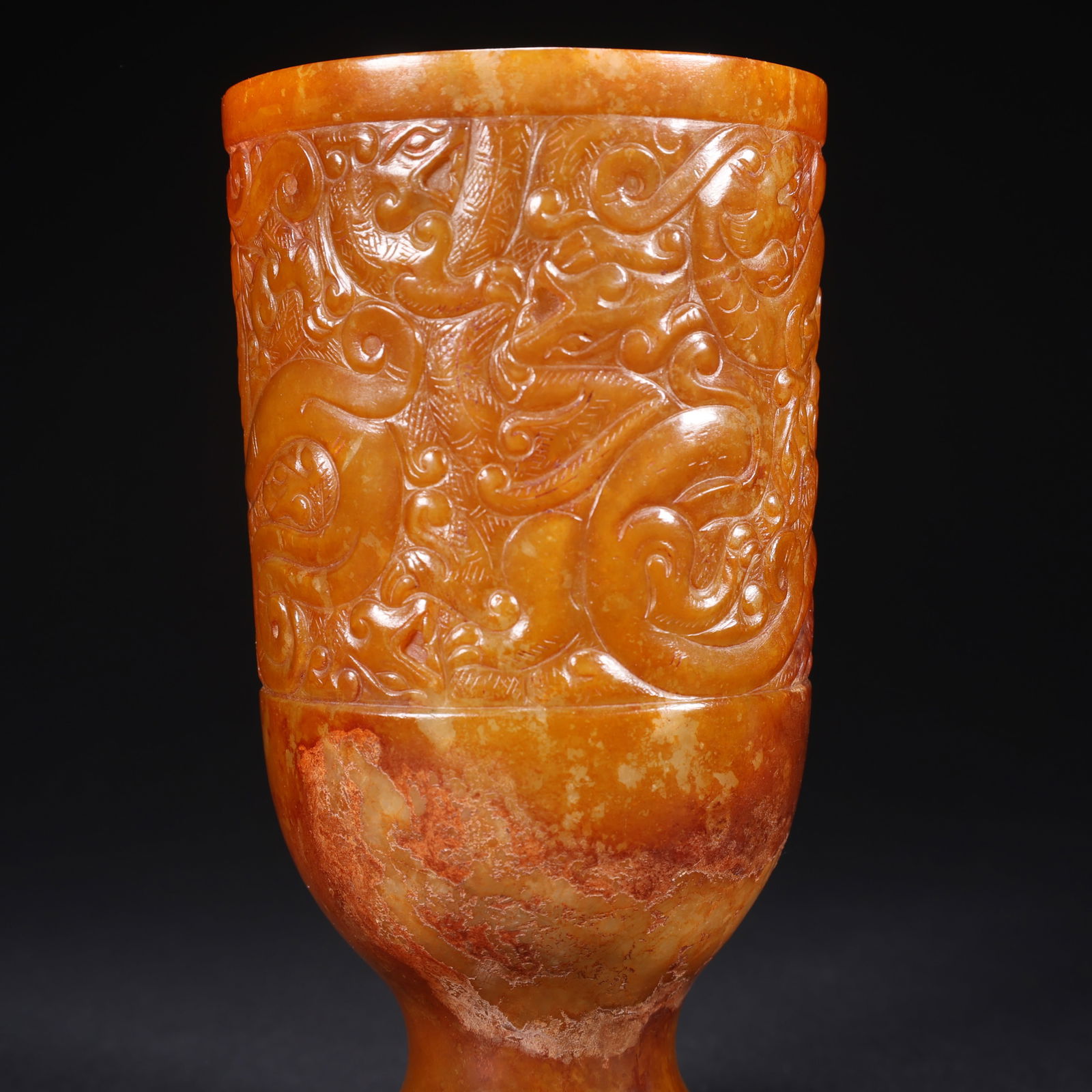A HETIAN JADE DRAGON-PATTERNED CUP - 5