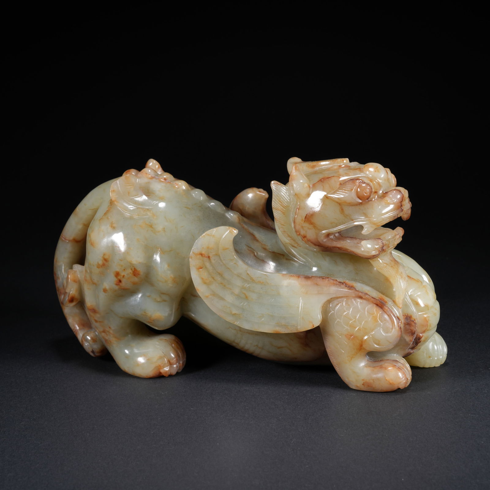 A HETIAN JADE CARVED CHI-TIGER FIGURE (1 of 10)