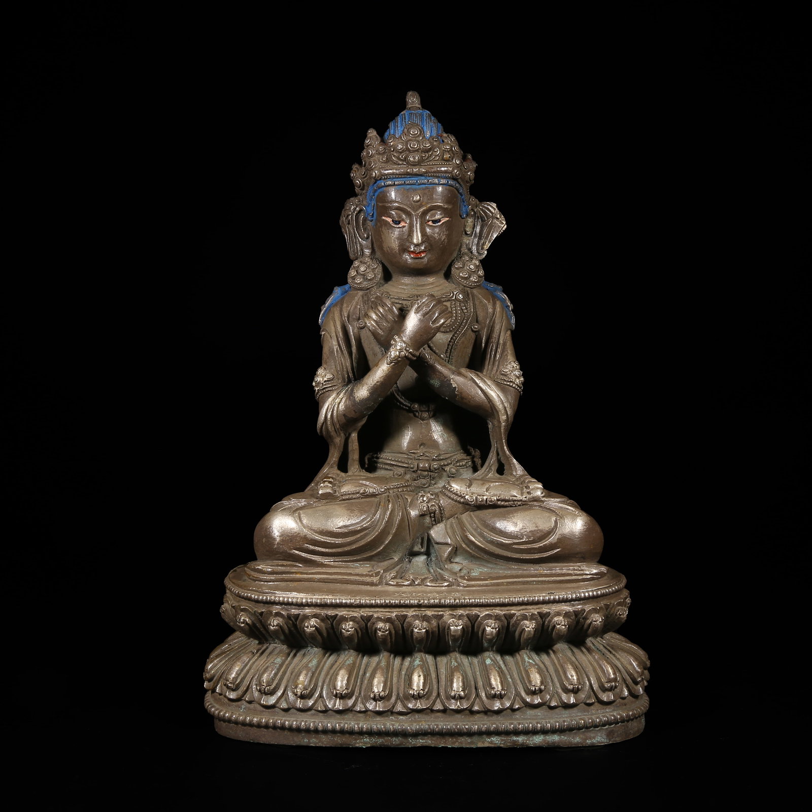A GILT-SILVER-BRONZE STATUE OF VAJRADHARA: Gilt-Silver-Bronze Statue of Vajradhara