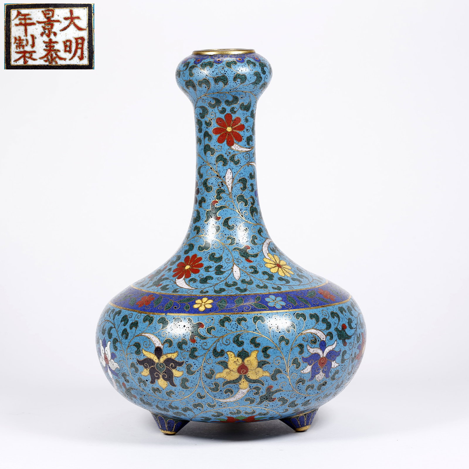 A BRONZE CLOISONNÉ GARLIC-HEAD VASE: Bronze Cloisonné Garlic-Head Vase