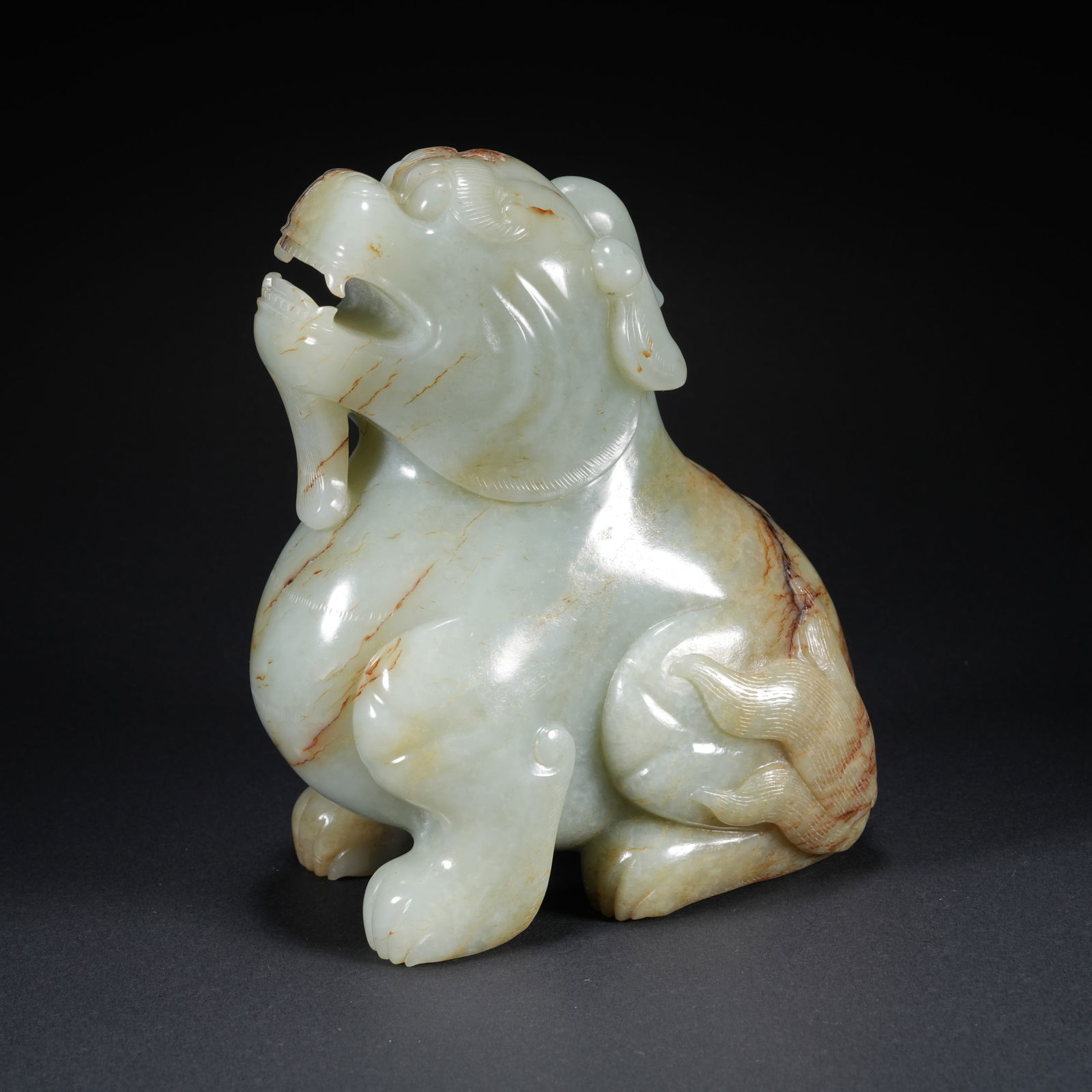 A HETIAN JADE CARVED ANIMAL-FORM FIGURE: Hetian Jade Carved Animal-Form Figure
