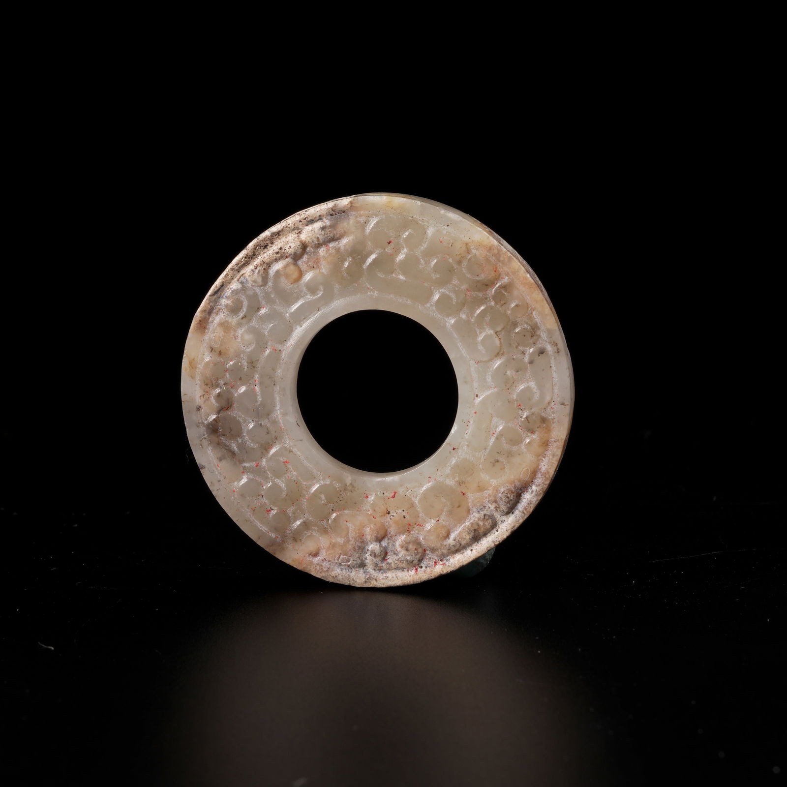 A ARCHAIC JADE BI RING: Archaic Jade Bi Ring