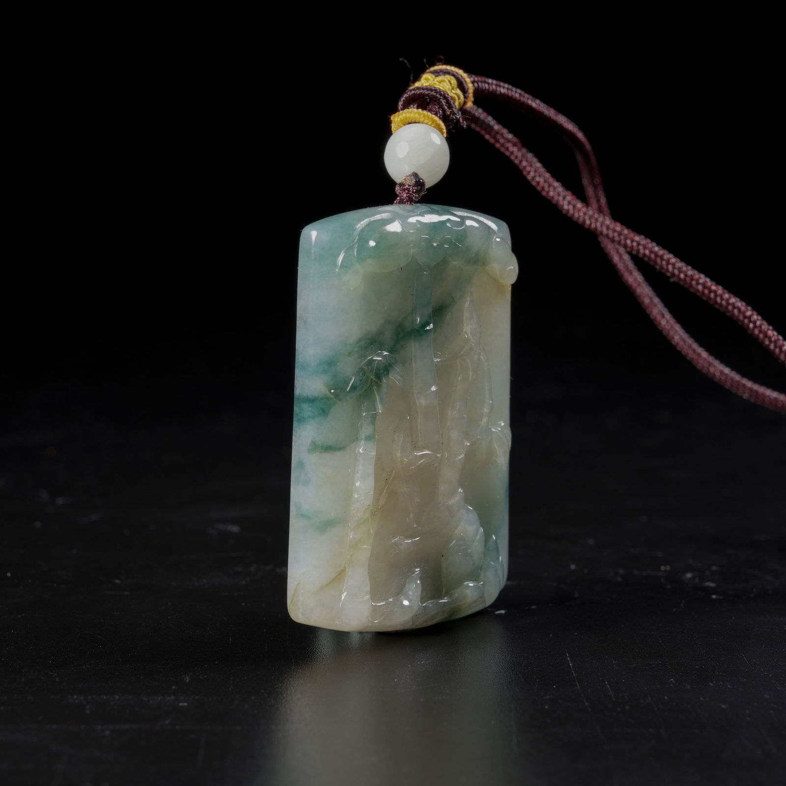 A JADEITE BAMBOO-PATTERN PLAQUE - 4