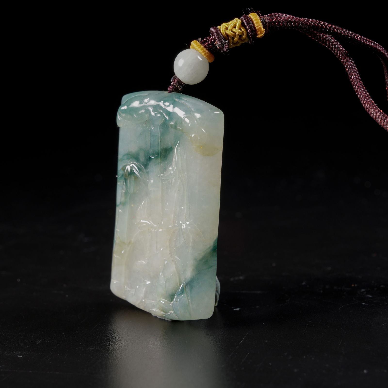 A JADEITE BAMBOO-PATTERN PLAQUE - 5