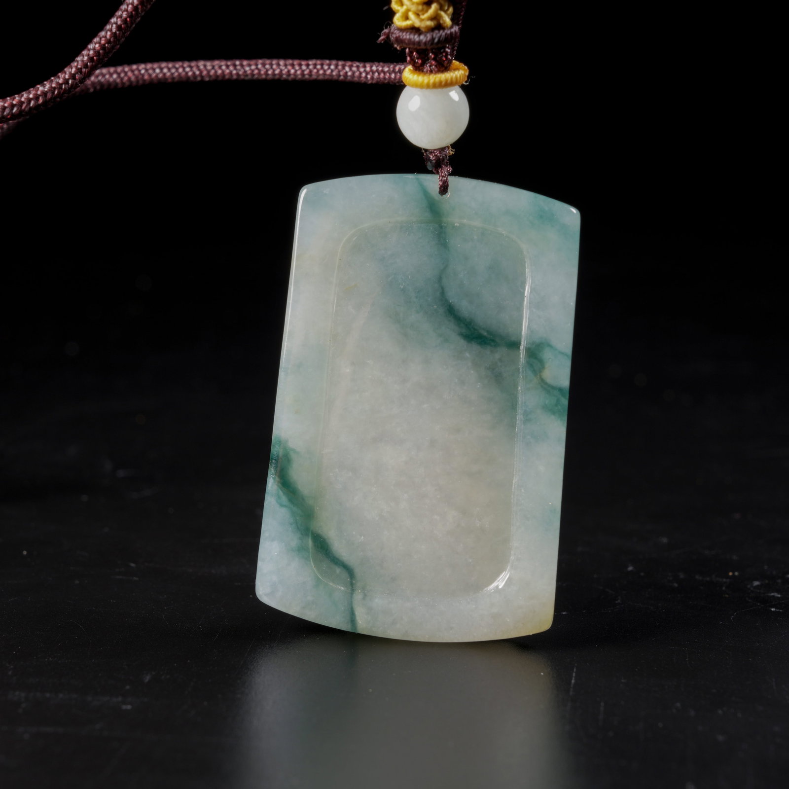 A JADEITE BAMBOO-PATTERN PLAQUE - 6