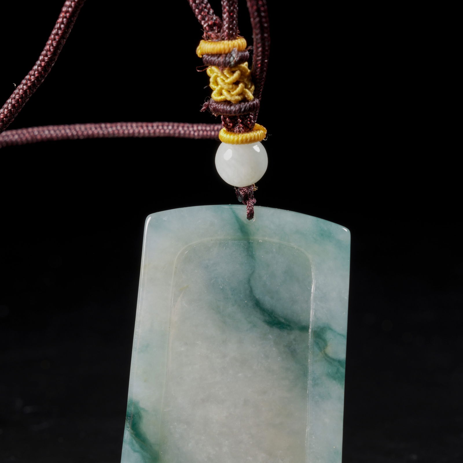 A JADEITE BAMBOO-PATTERN PLAQUE - 7