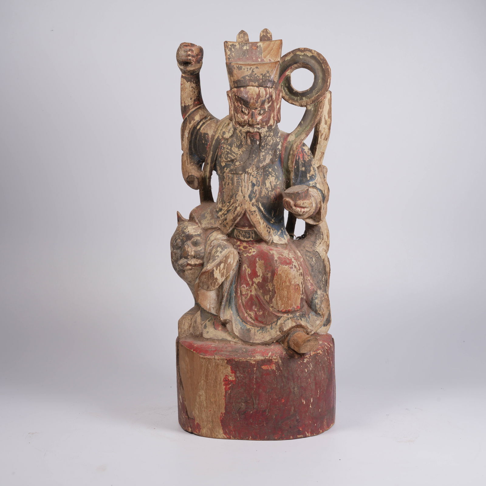 A PAINTED WOODEN ZHONG KUI FIGURE: Painted Wooden Zhong Kui Figure