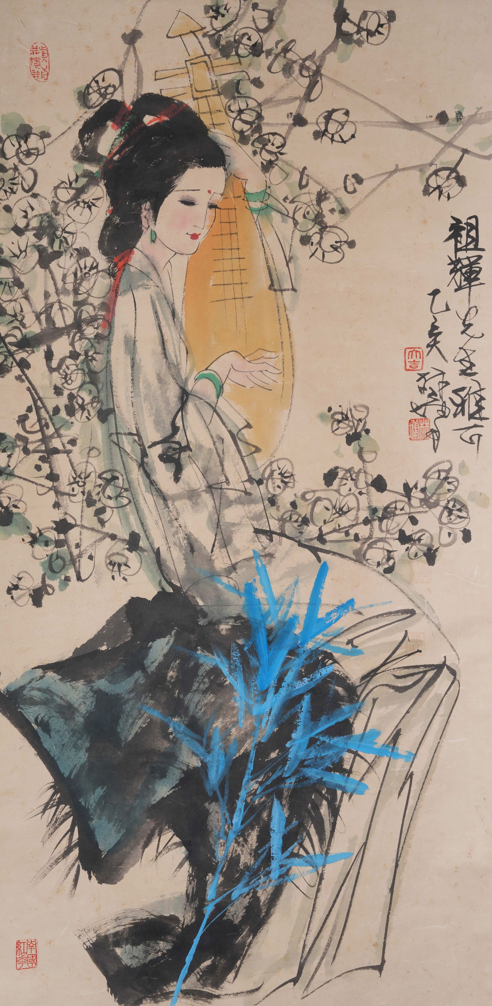 A FIGURE PAINTING ON PAPER BY LIN YONG.林墉: Figure Painting on Paper by Lin Yong.林墉