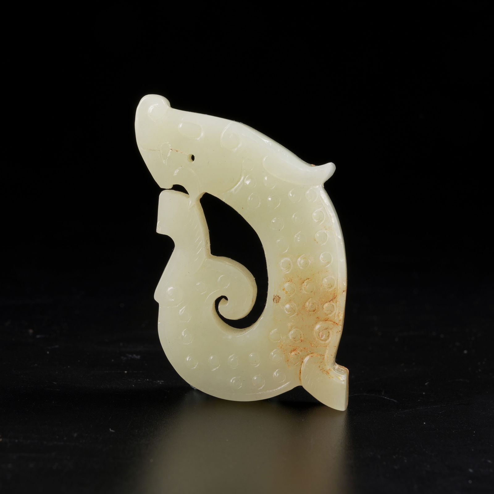 A ARCHAIC JADE C-DRAGON PENDANT: Archaic Jade C-Dragon Pendant