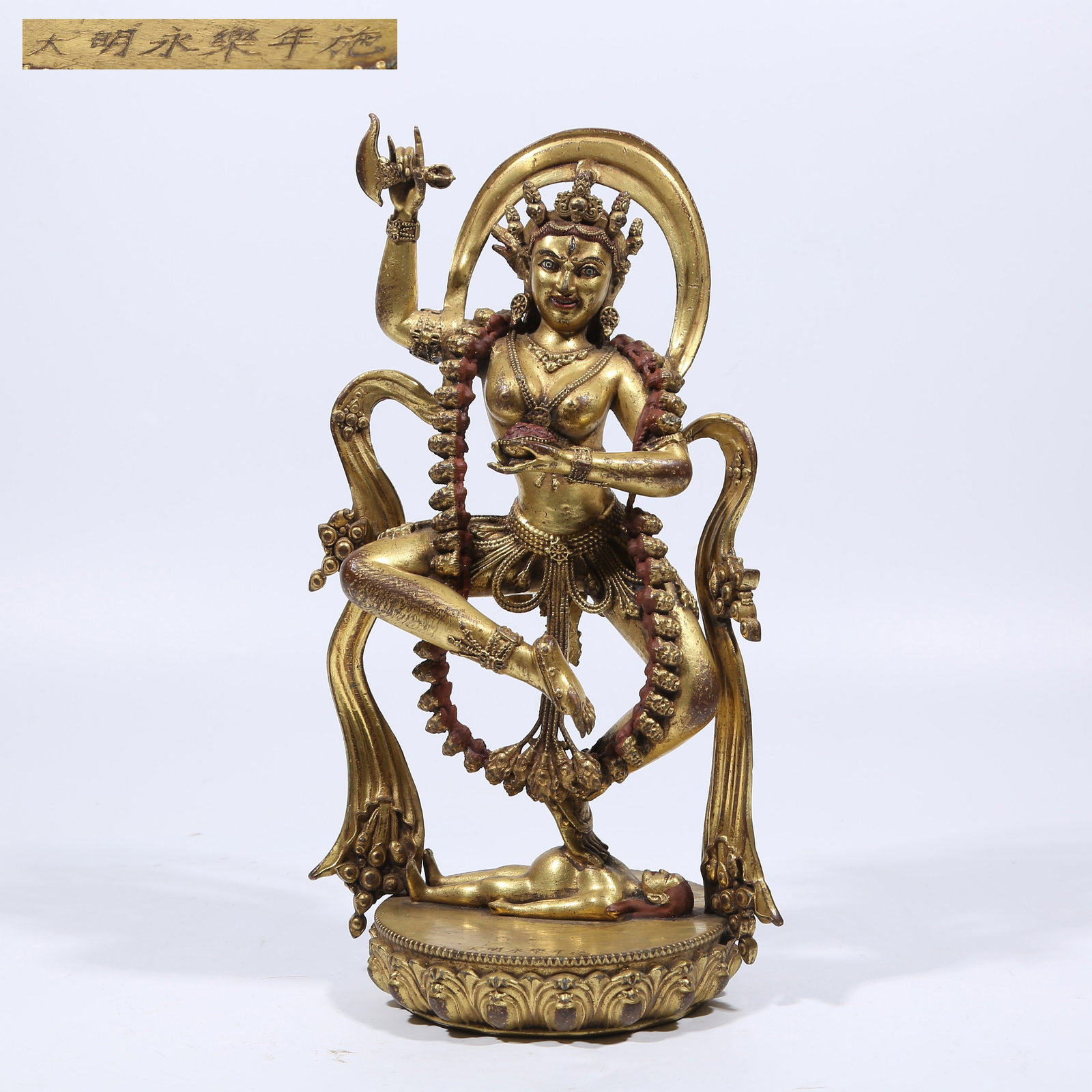 A GILT BRONZE VAJRAVARAHI STATUE: Gilt Bronze Vajravarahi Statue
