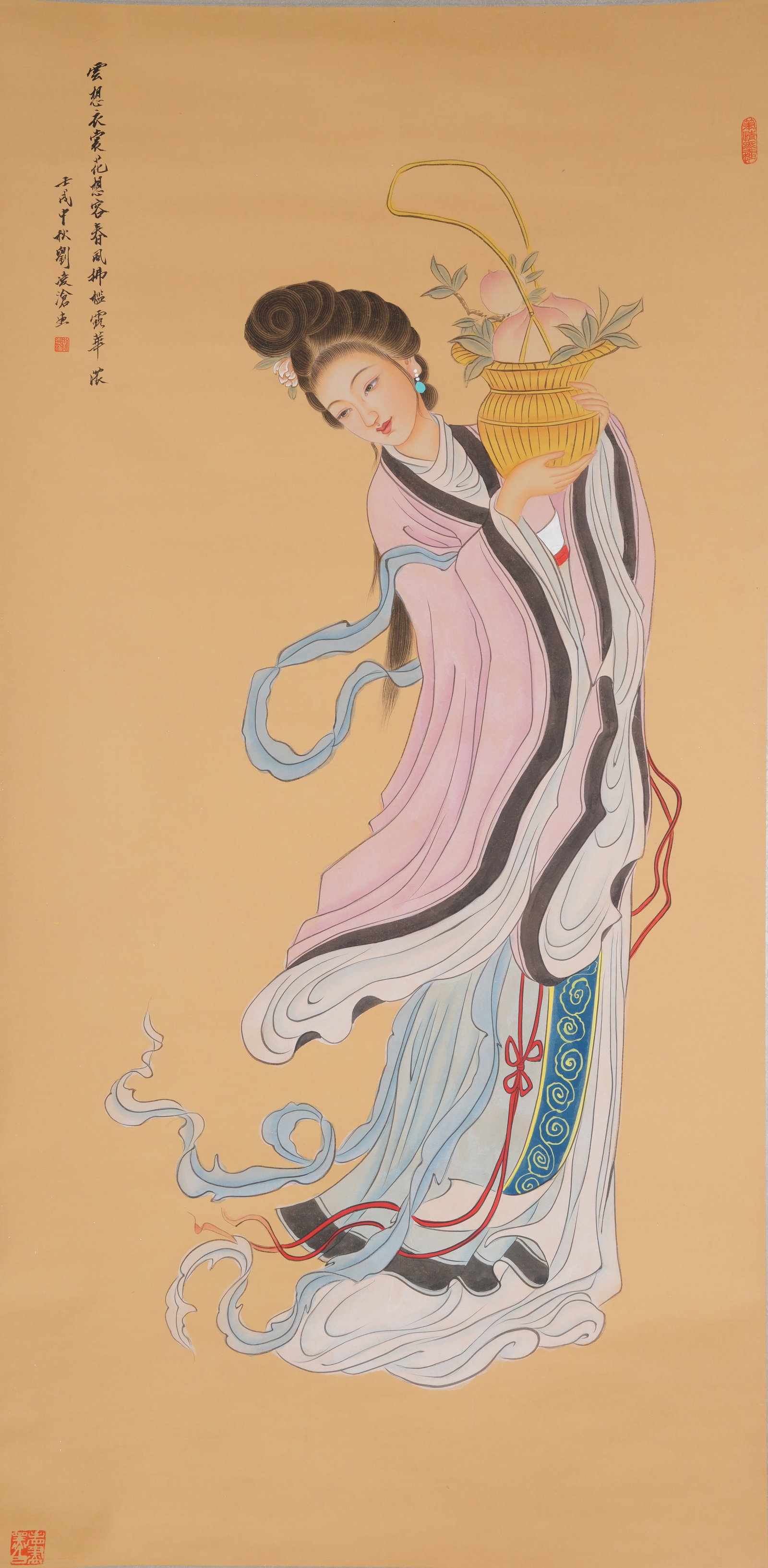 A "MAGU OFFERING LONGEVITY" PAINTING ON PAPER BY LIU LINGCANG.劉淩滄: "Magu Offering Longevity" Painting on Paper by Liu Lingcang.劉淩滄