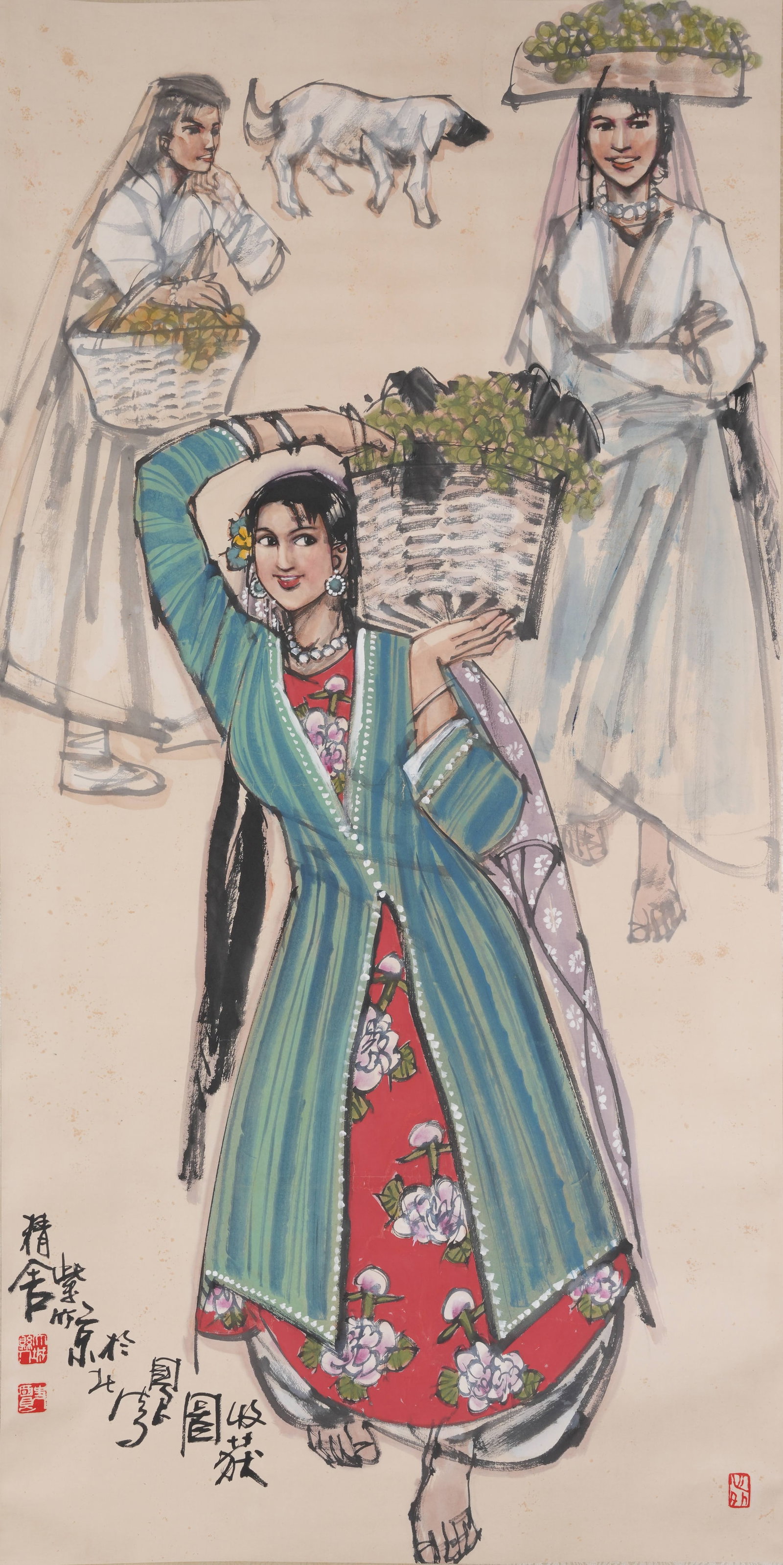 A FIGURAL NARRATIVE PAINTING ON PAPER BY SHI GUOLIANG.史國良: Figural Narrative Painting on Paper by Shi Guoliang.史國良