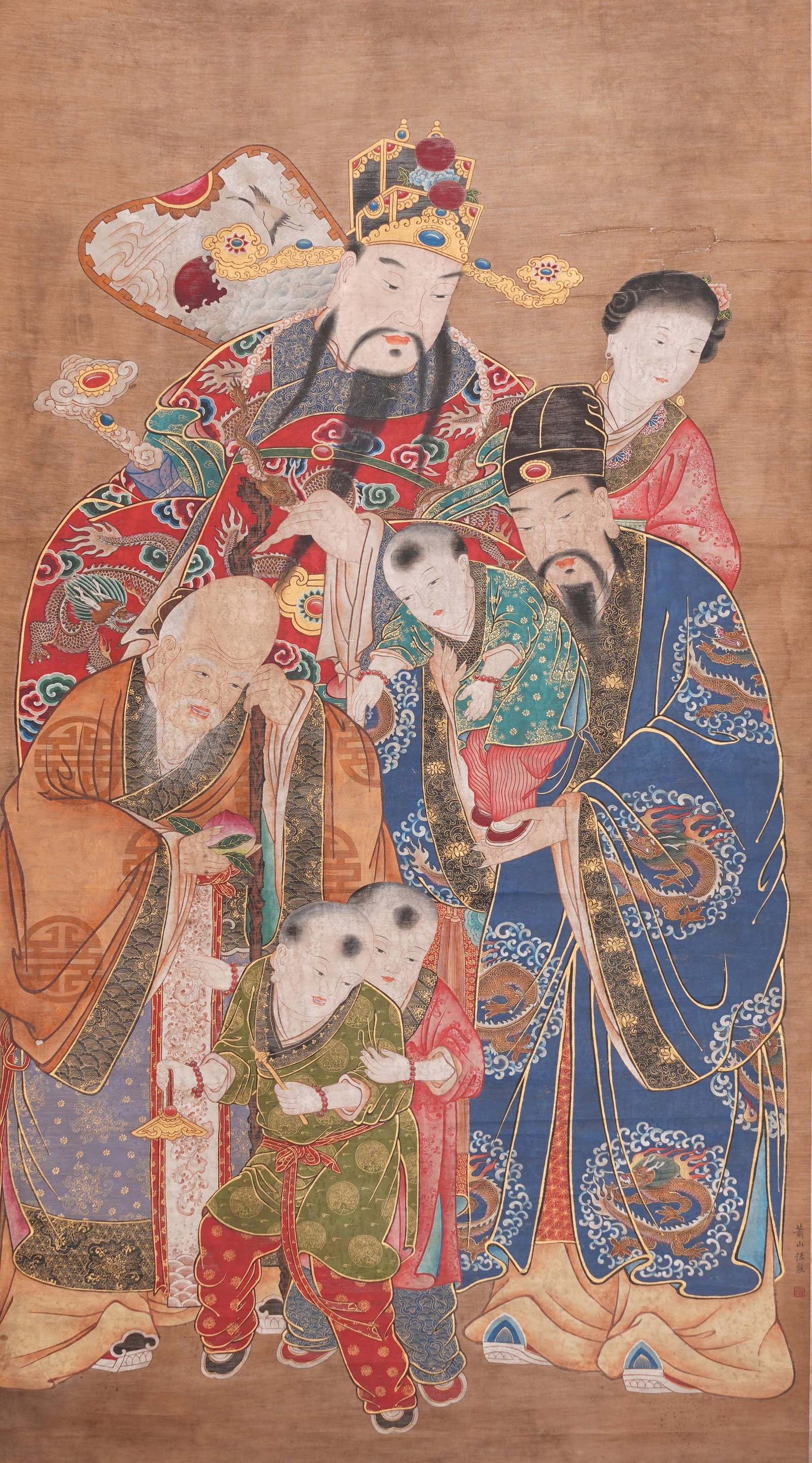 A IMMORTAL-THEMED PAINTING ON SILK BY REN XIONG.任熊: Immortal-themed painting on silk by Ren Xiong.任熊