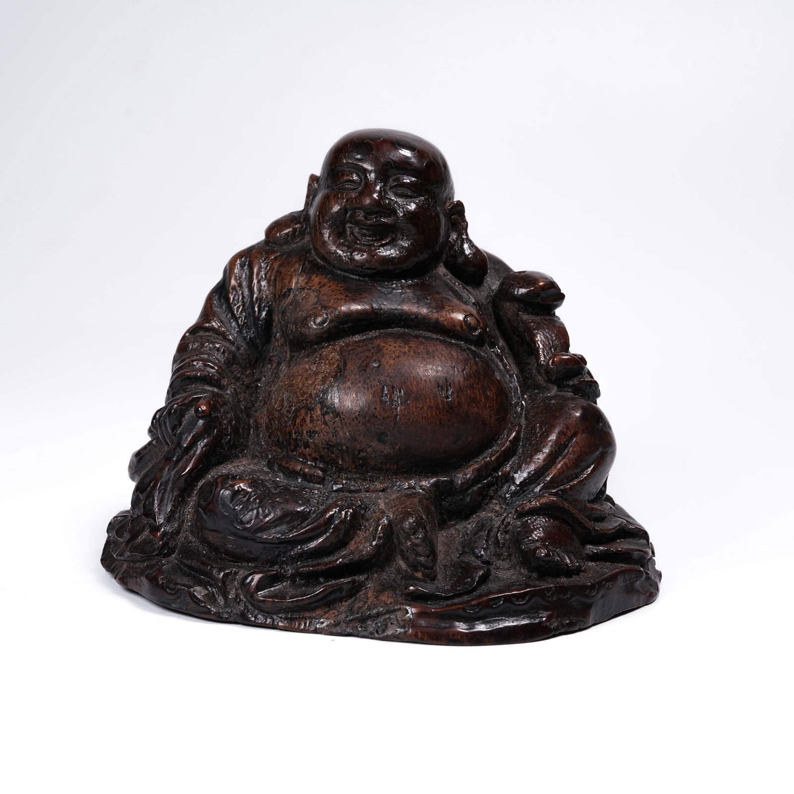 A BAMBOO ROOT CARVED MAITREYA FIGURE (1 of 8)