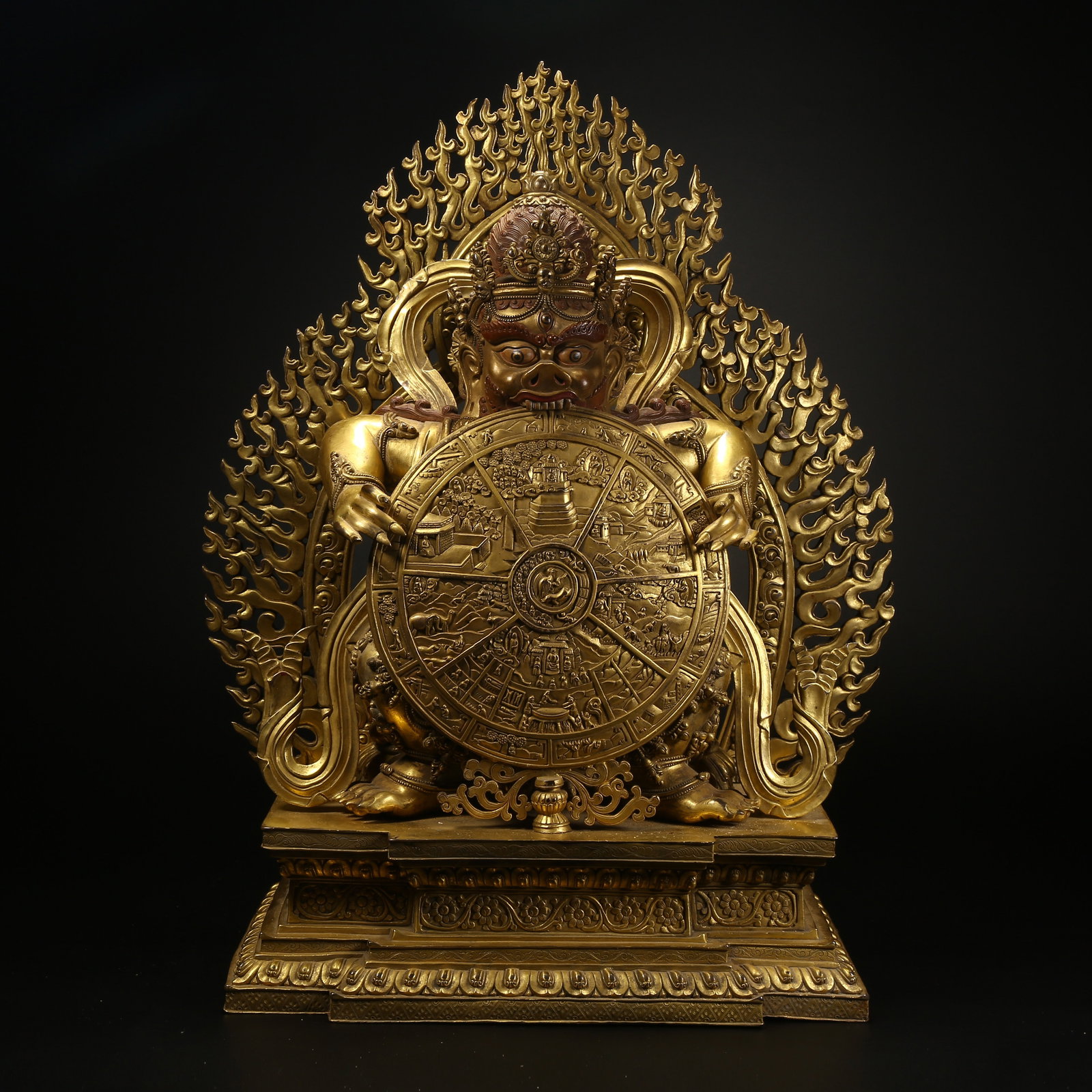 A GILT BRONZE STATUE OF SIX REALMS OF SAMSARA: Gilt bronze statue of Six Realms of Samsara