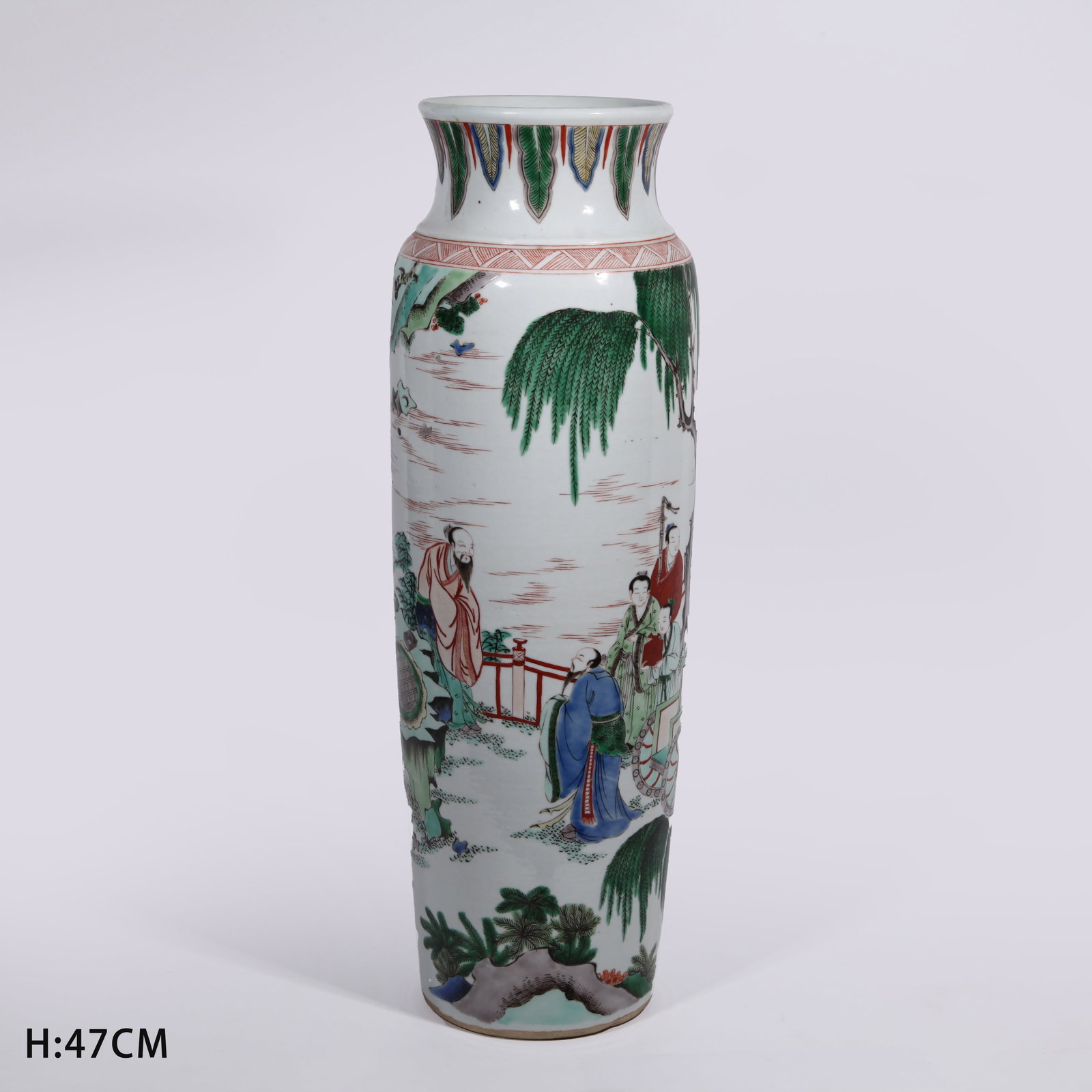 A POLYCHROME STORY SCENE TUBE-SHAPED VASE (1 of 10)
