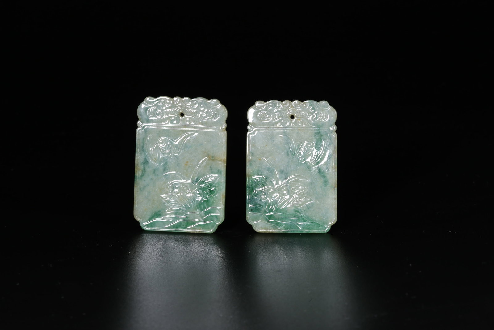 A JADEITE CARVED PLAQUES WITH FIGURE STORY DECORATION (PAIR) (1 of 9)