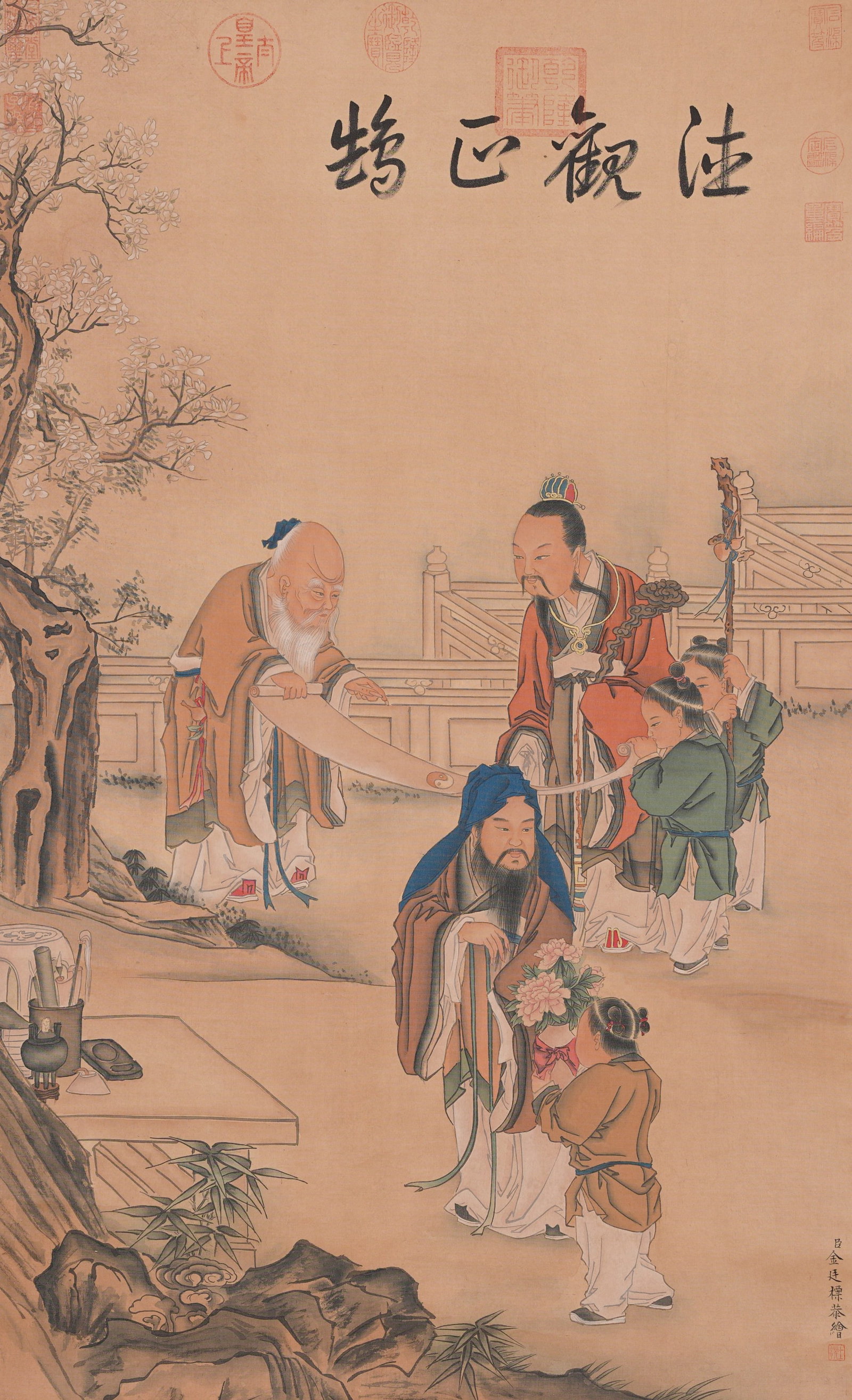 A FIGURE PAINTING ON SILK BY JIN TINGBIAO.金廷標 (1 of 10)