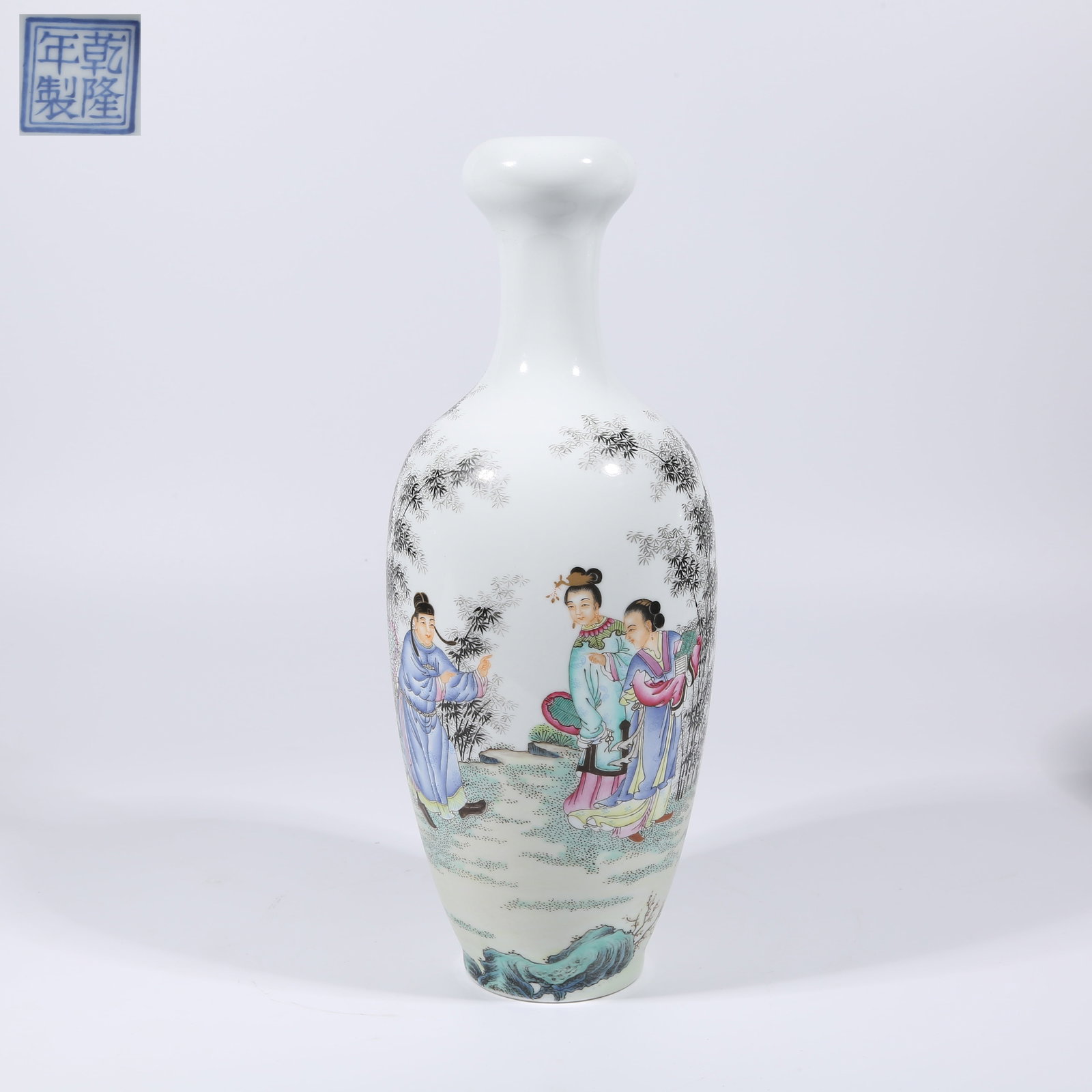 A FAMILLE ROSE GARLIC-SHAPED VASE WITH FIGURE STORY DESIGN (1 of 9)