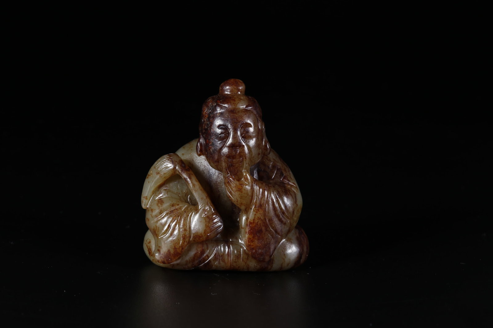 A HETIAN JADE CARVED FIGURE-SHAPED ORNAMENT: Hetian Jade Carved Figure-Shaped Ornament