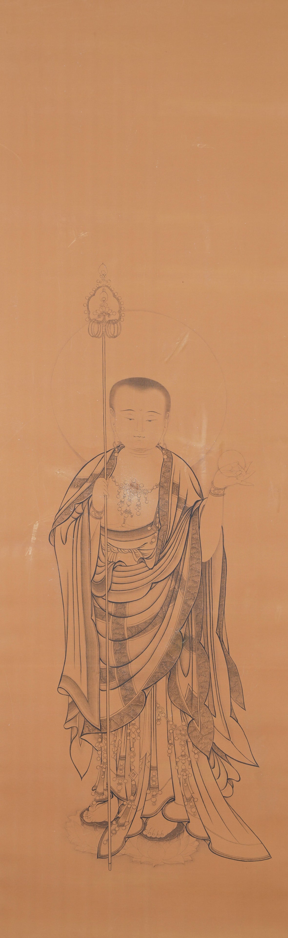 A ARHAT PAINTING ON SILK BY AN ANONYMOUS ARTIST. (1 of 7)