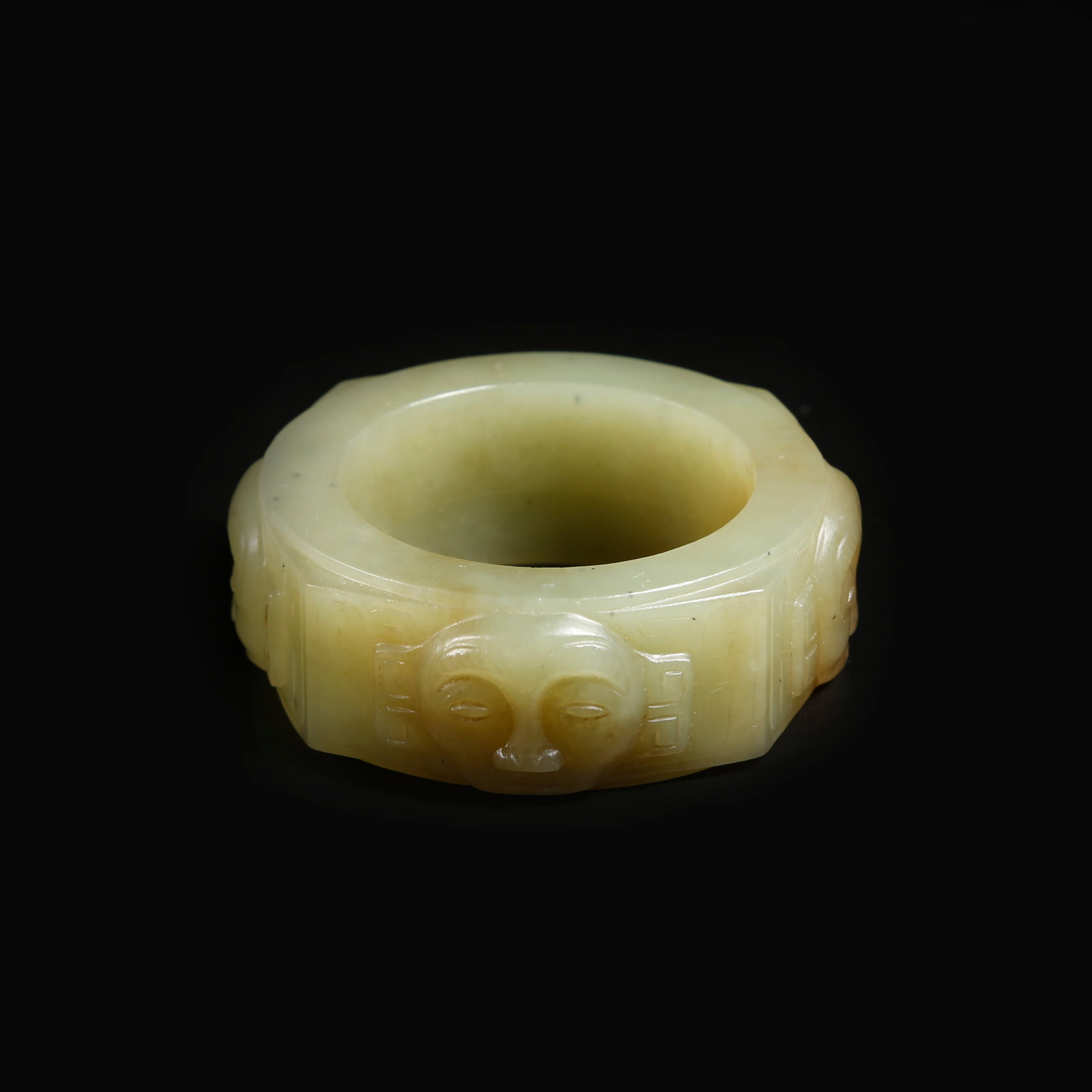 A ANCIENT JADE CONG WITH DIVINE FACE MOTIF (1 of 11)