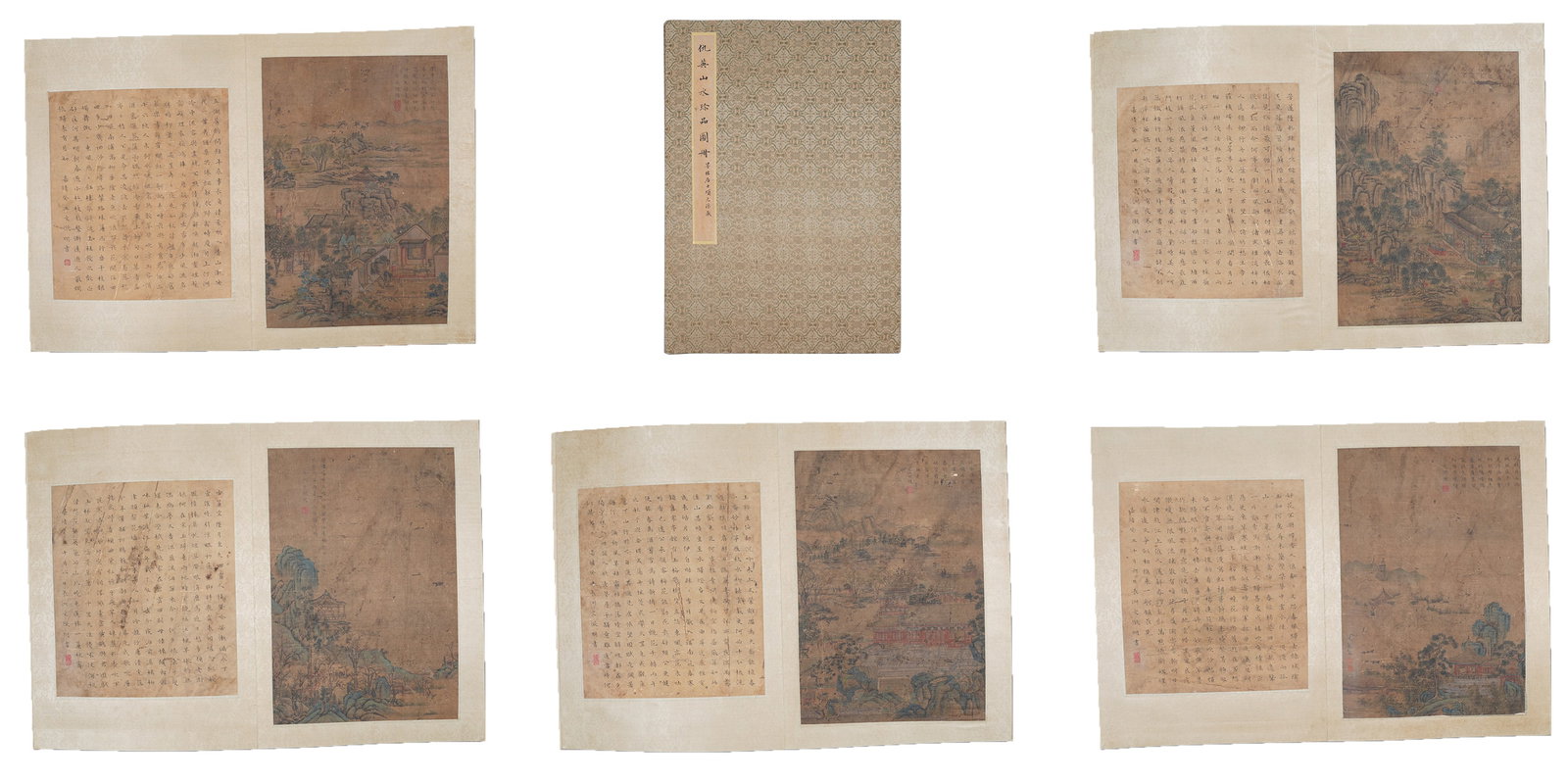 A LANDSCAPE ALBUM LEAVES ON SILK (7 LEAVES) BY QIU YING.仇英: Landscape Album Leaves on Silk (7 leaves) by Qiu Ying.仇英