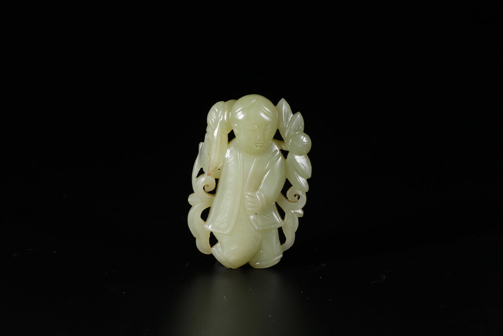 A HETIAN YELLOW JADE CARVED CHILD-SHAPED PENDANT (1 of 10)