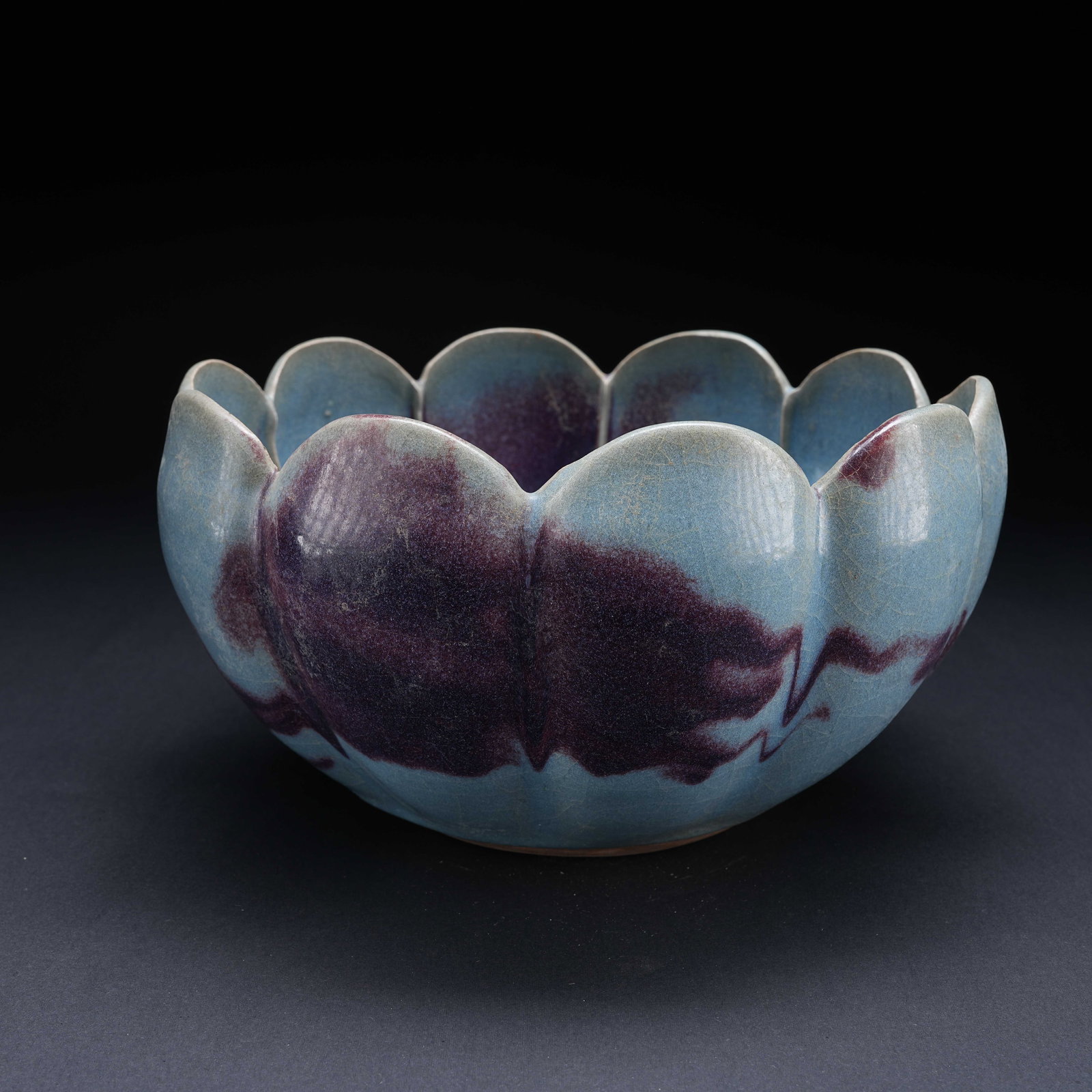 A JUN KILN LOBED LARGE BOWL (1 of 9)