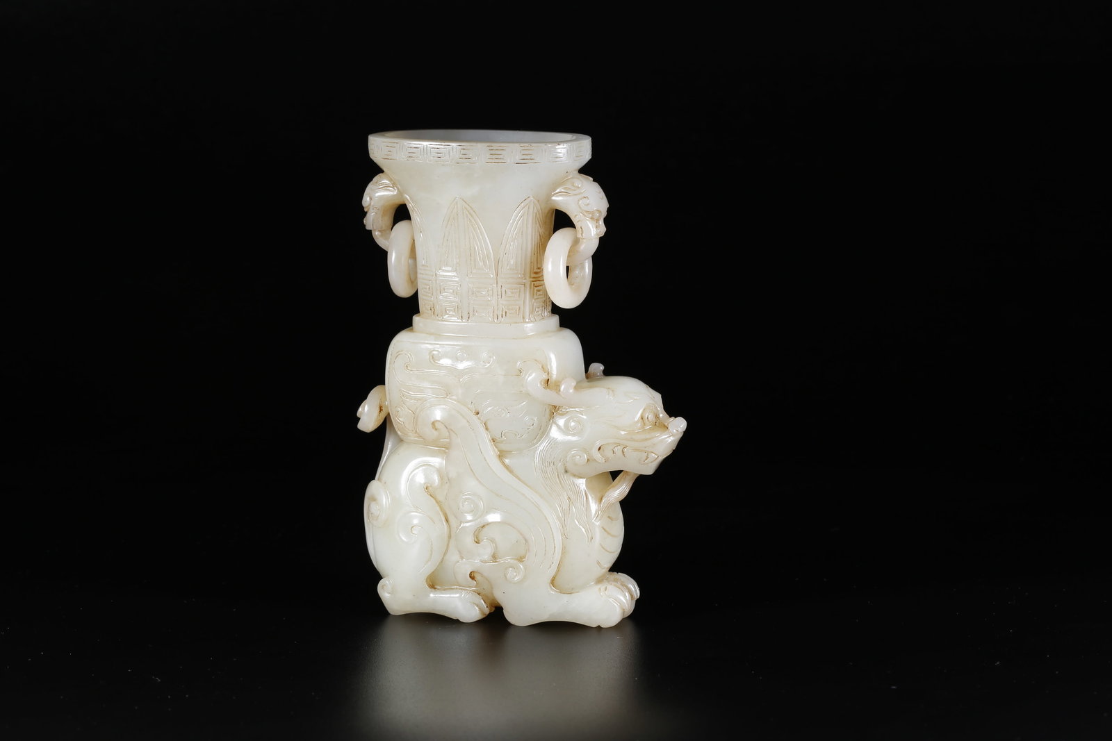 A HETIAN JADE CARVED VASE WITH CHILONG (HORNLESS DRAGON) MOTIF (1 of 10)