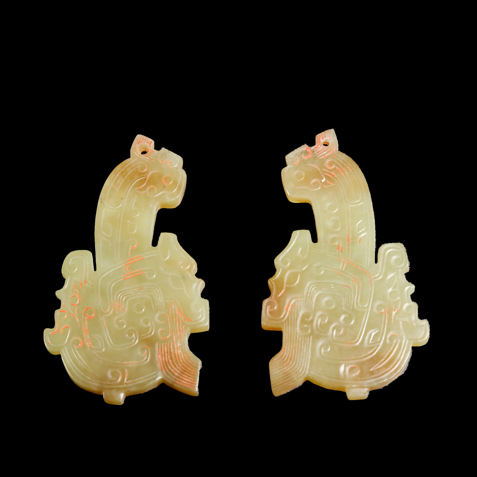 A SET OF ANCIENT JADE PENDANTS WITH BEAST MOTIF (1 of 8)