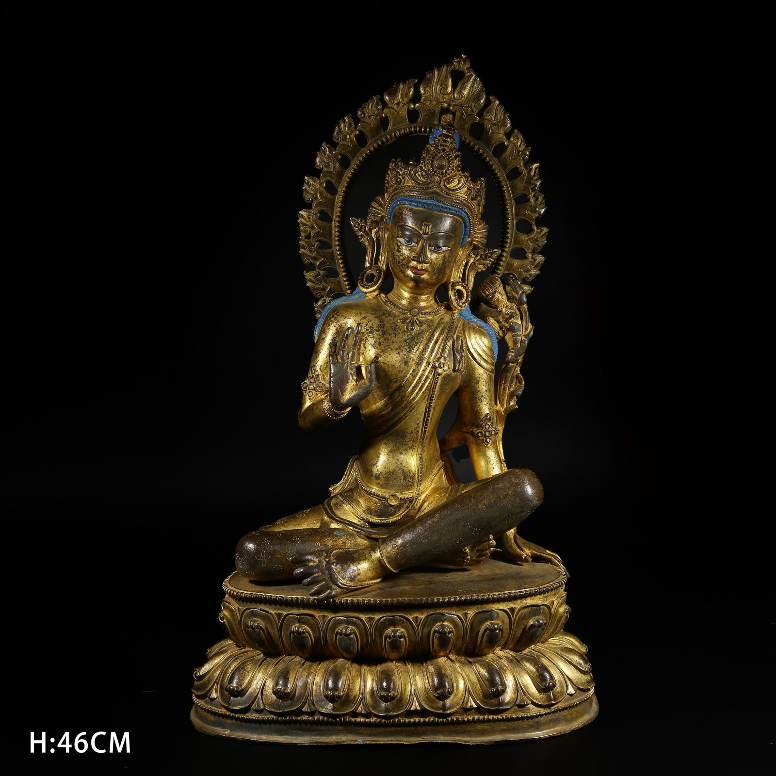 A GILT-BRONZE STATUE OF AVALOKITESHVARA (CINT?MA?ICAKRA FORM) (1 of 8)