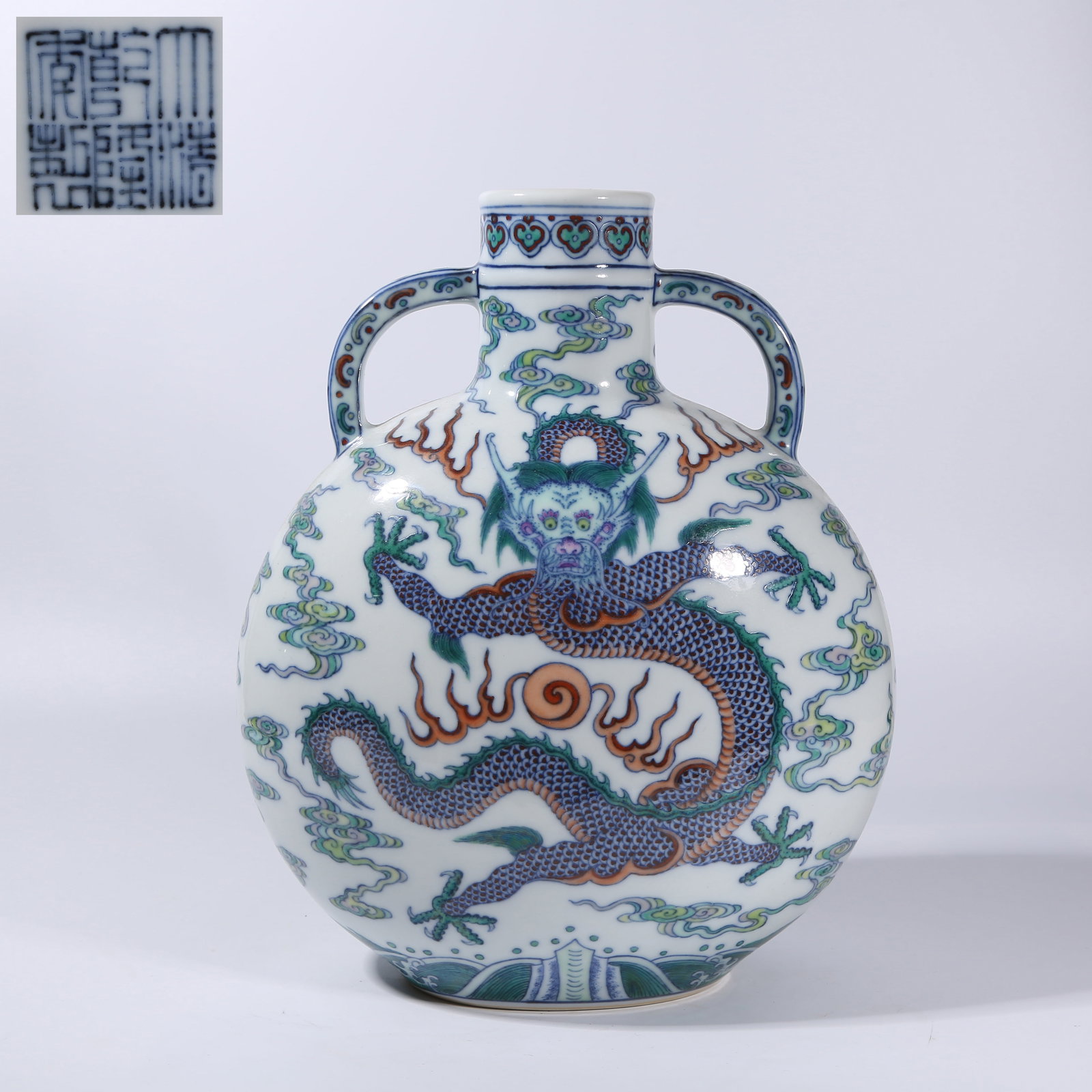 A DOUCAI "CLOUD AND DRAGON" MOON-EMBRACING VASE (1 of 10)