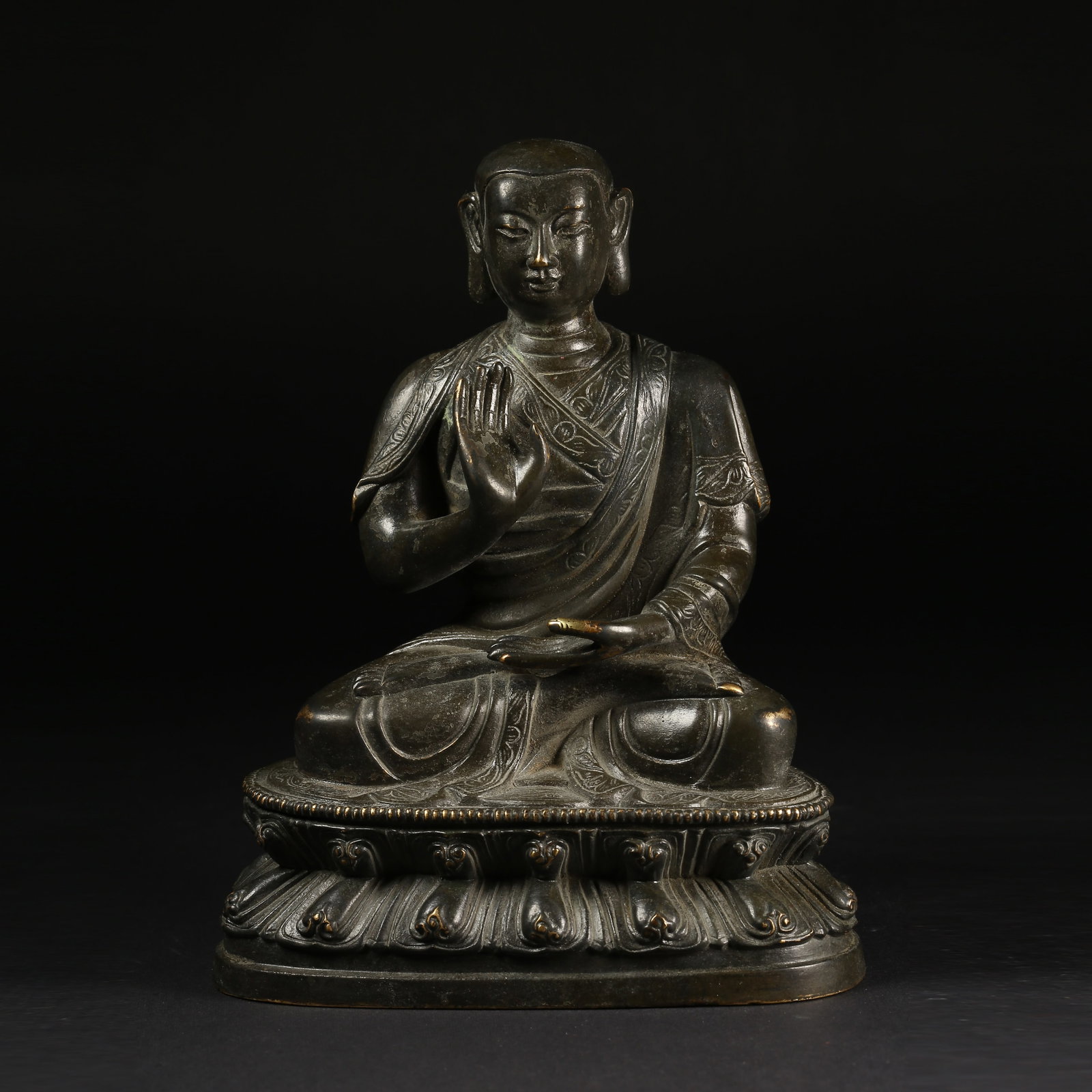 A BRONZE TEACHER (GURU) STATUE (1 of 8)