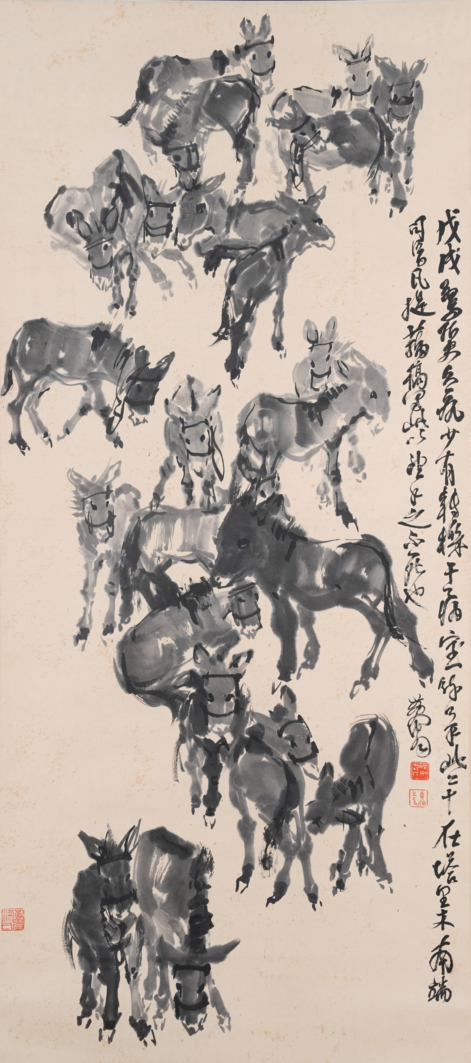 A DONKEY PAINTING ON PAPER BY HUANG ZHOU.黃胄 (1 of 13)