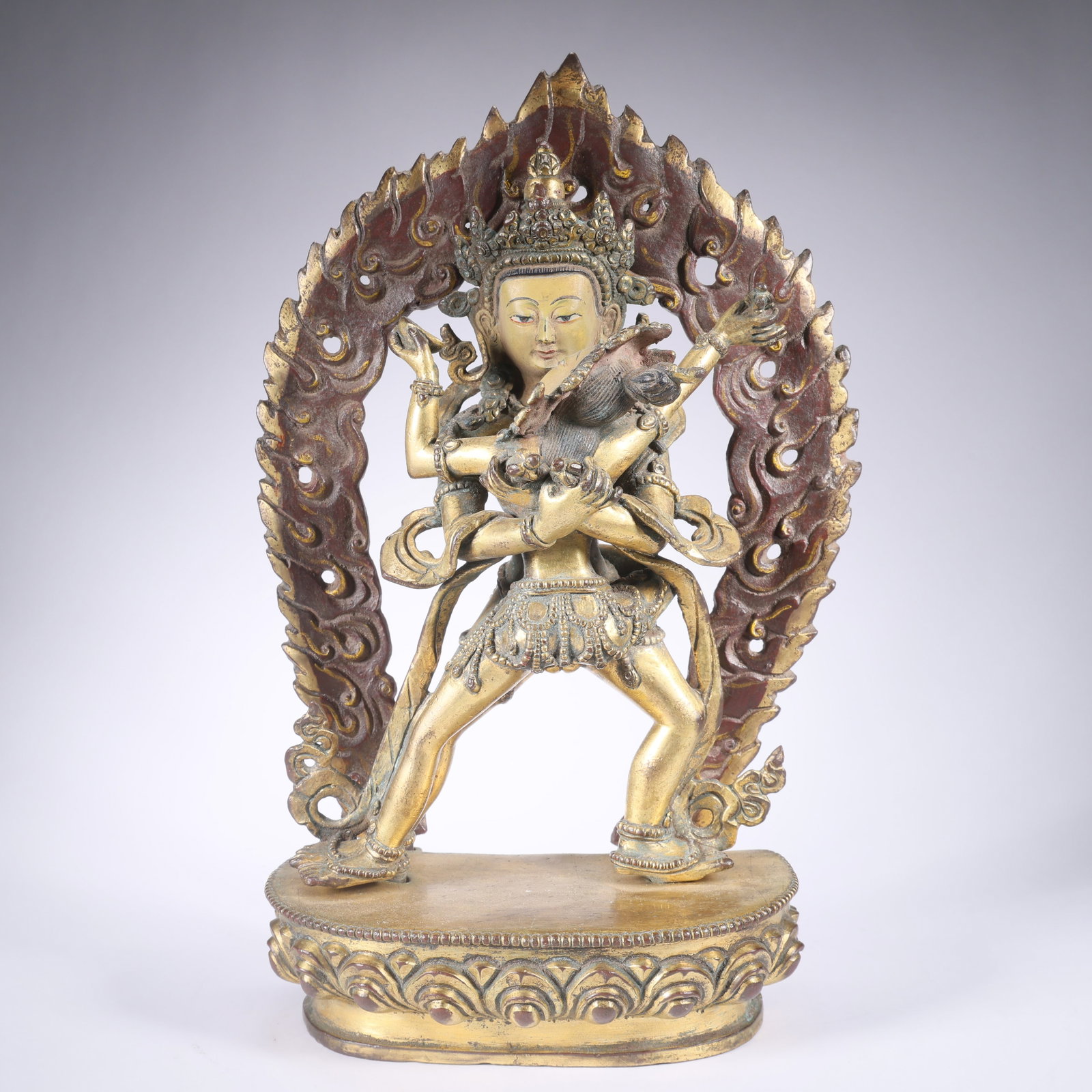 A GILT BRONZE DOUBLE-BODY VAJRA HOLDER (1 of 9)