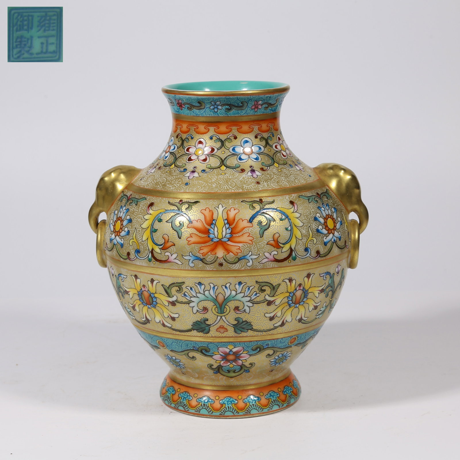 A ENAMEL-DECORATED FU-SHOU ZUN WITH PRECIOUS-FIGURE FLOWER MOTIF (1 of 9)