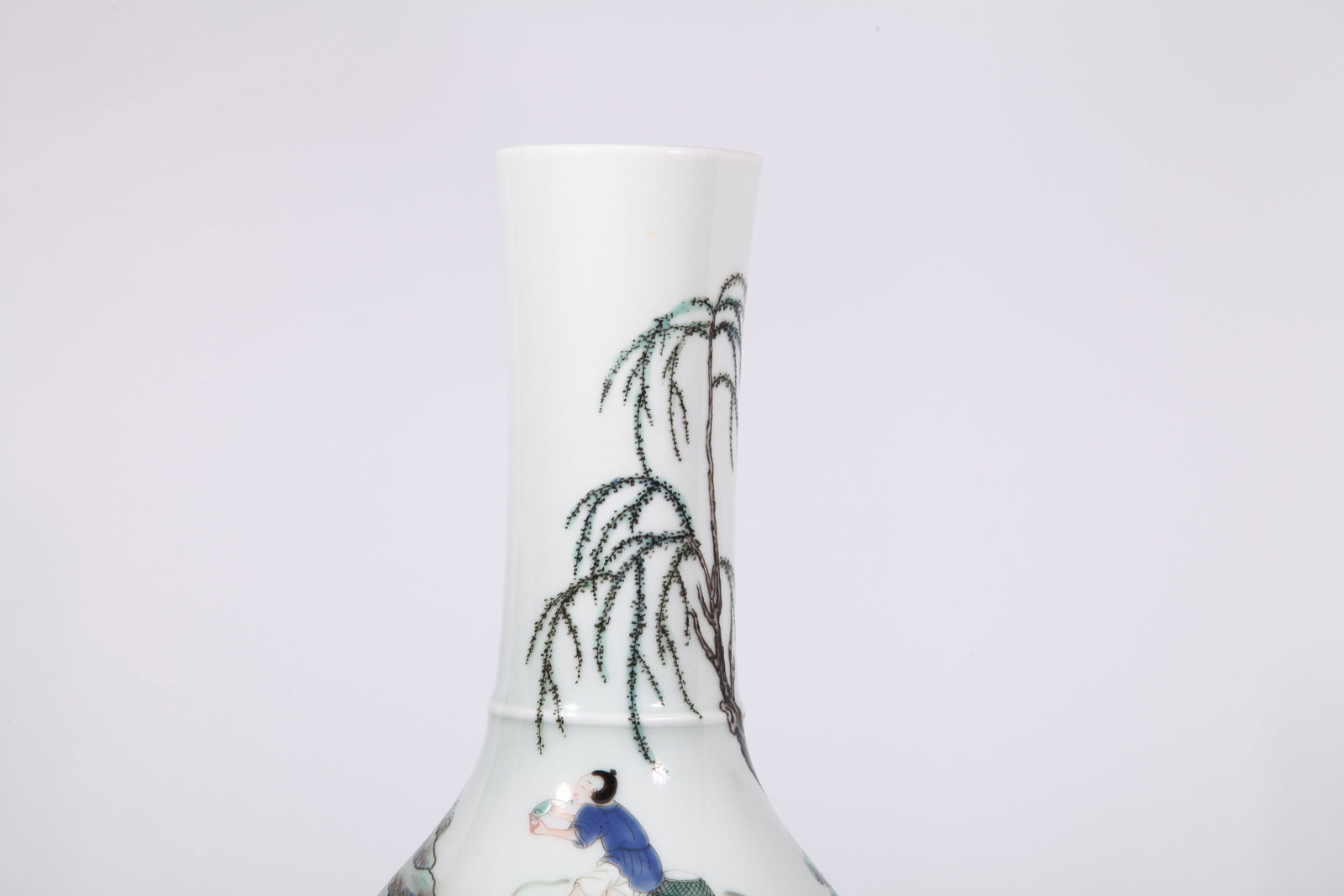 A POLYCHROME AUSPICIOUS SCENES OLIVE-SHAPED VASE - 2