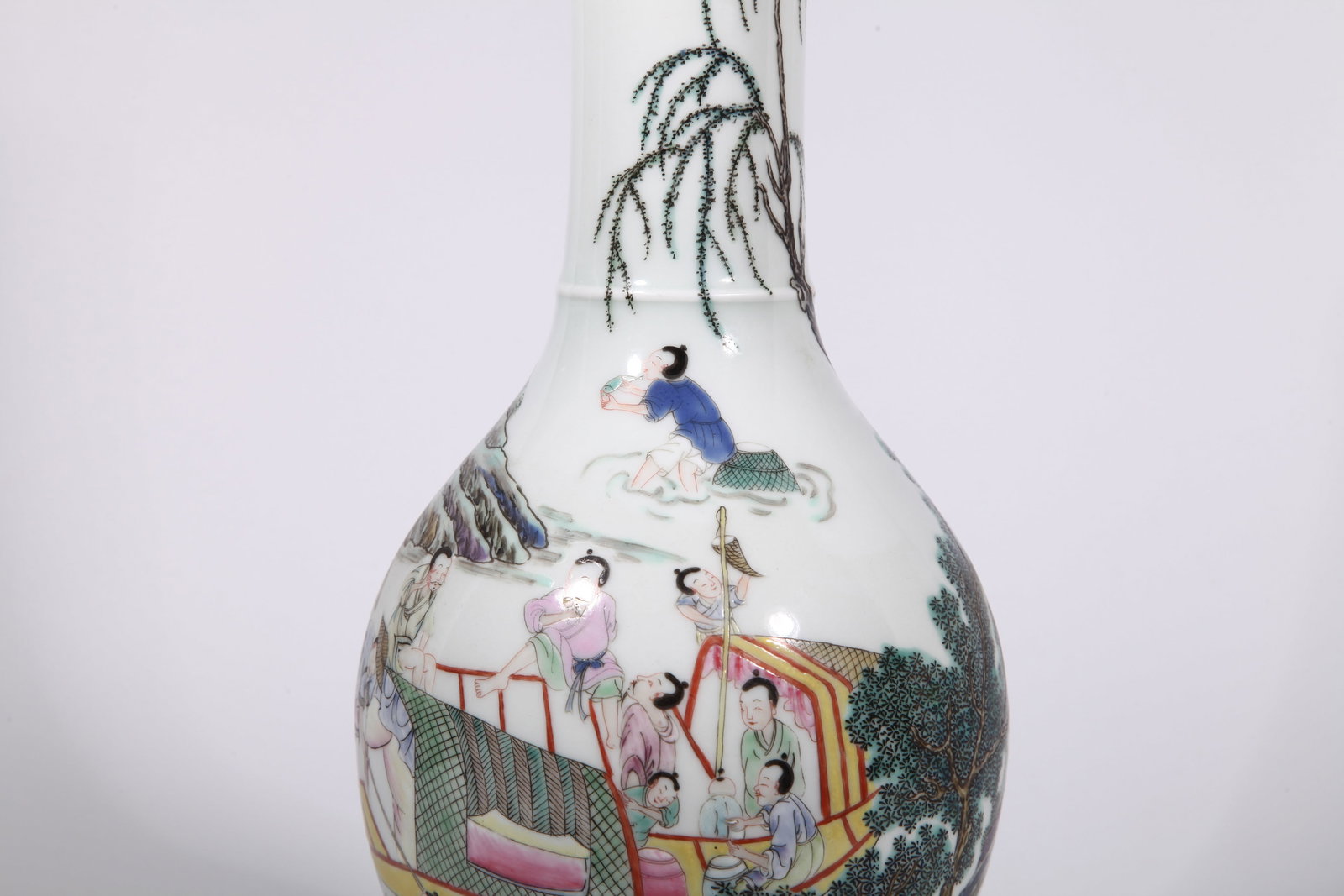 A POLYCHROME AUSPICIOUS SCENES OLIVE-SHAPED VASE - 3