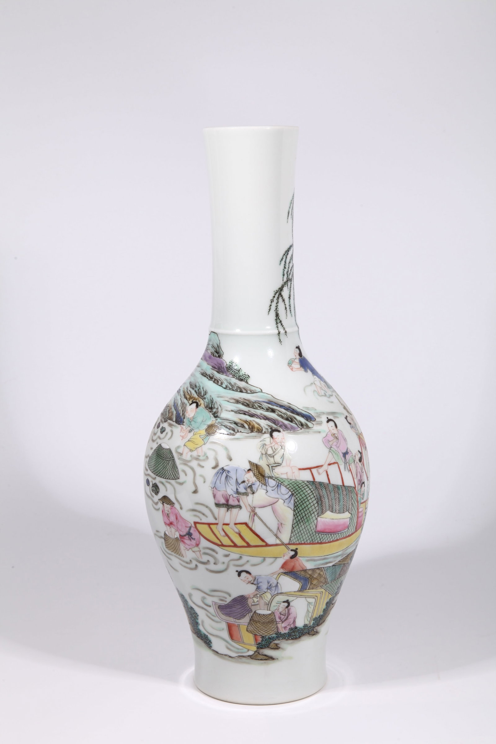 A POLYCHROME AUSPICIOUS SCENES OLIVE-SHAPED VASE - 7