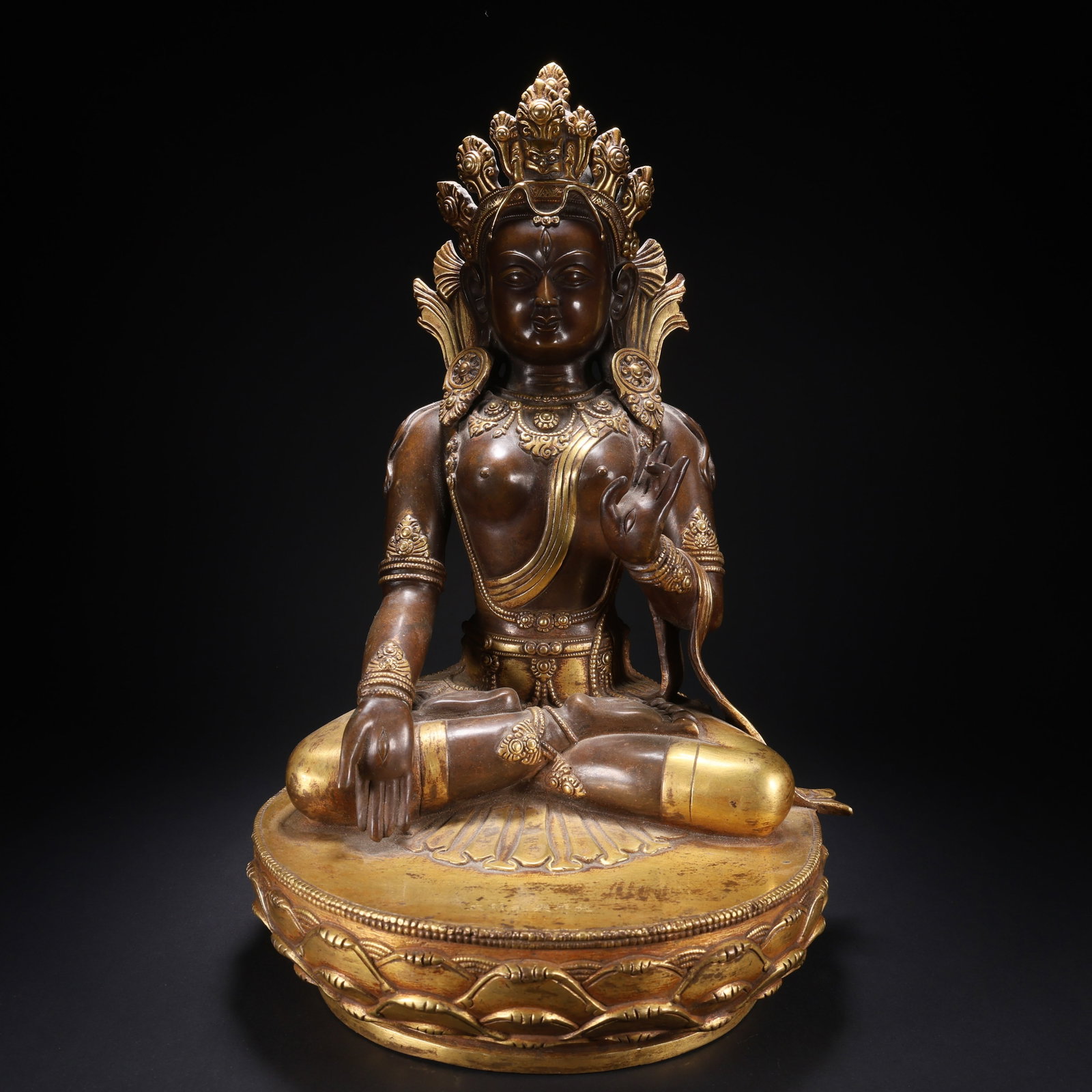 A GILT-COPPER WHITE TARA FIGURE: Gilt-Copper White Tara Figure