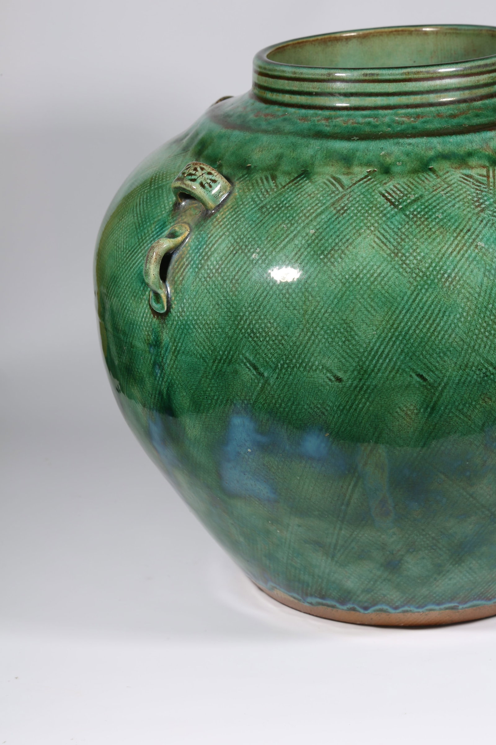 A GREEN-GLAZED FOUR-HANDLED JAR - 6