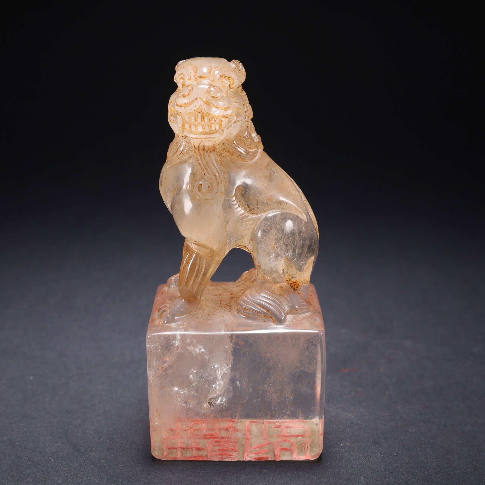 A CRYSTAL SEAL WITH LION KNOB (1 of 9)