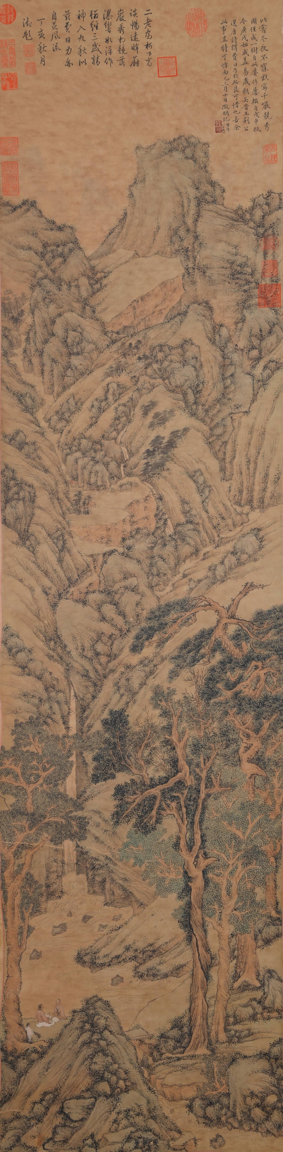 A LANDSCAPE PAINTING ON PAPER BY WEN ZHENGMING.文徵明 (1 of 12)